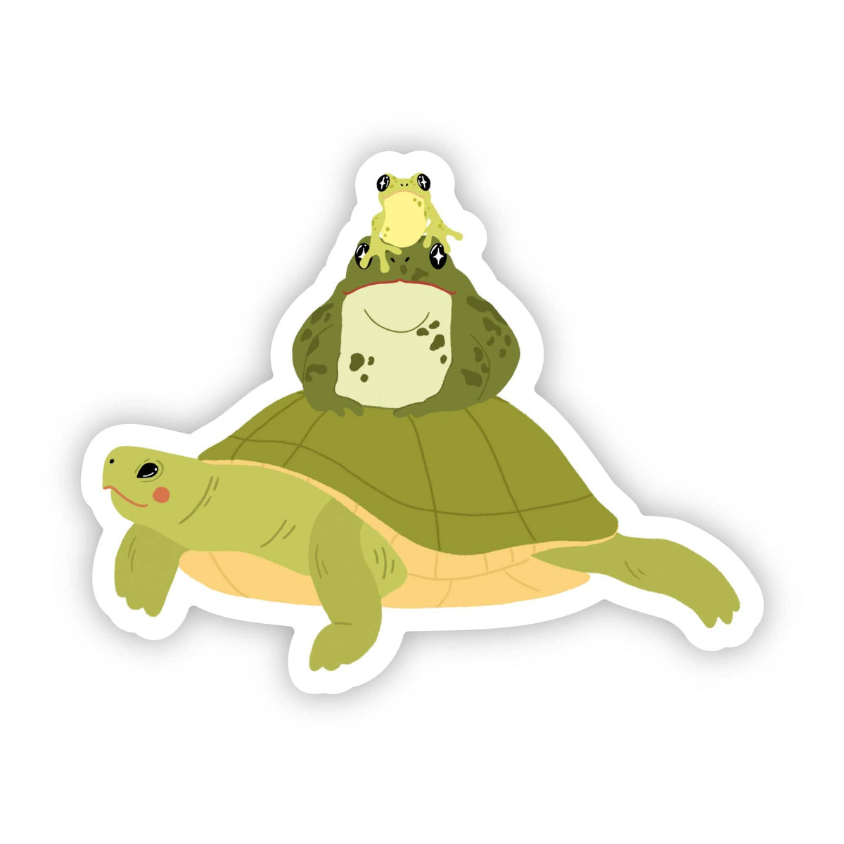 Toad Riding Frog Riding Turtle Sticker