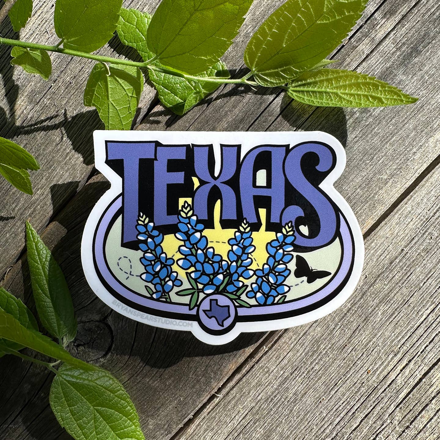 Texas Bluebonnets Sticker close-up detail