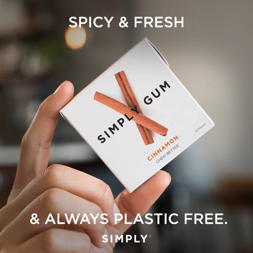 Natural plastic-free cinnamon chewing gum 12 pack