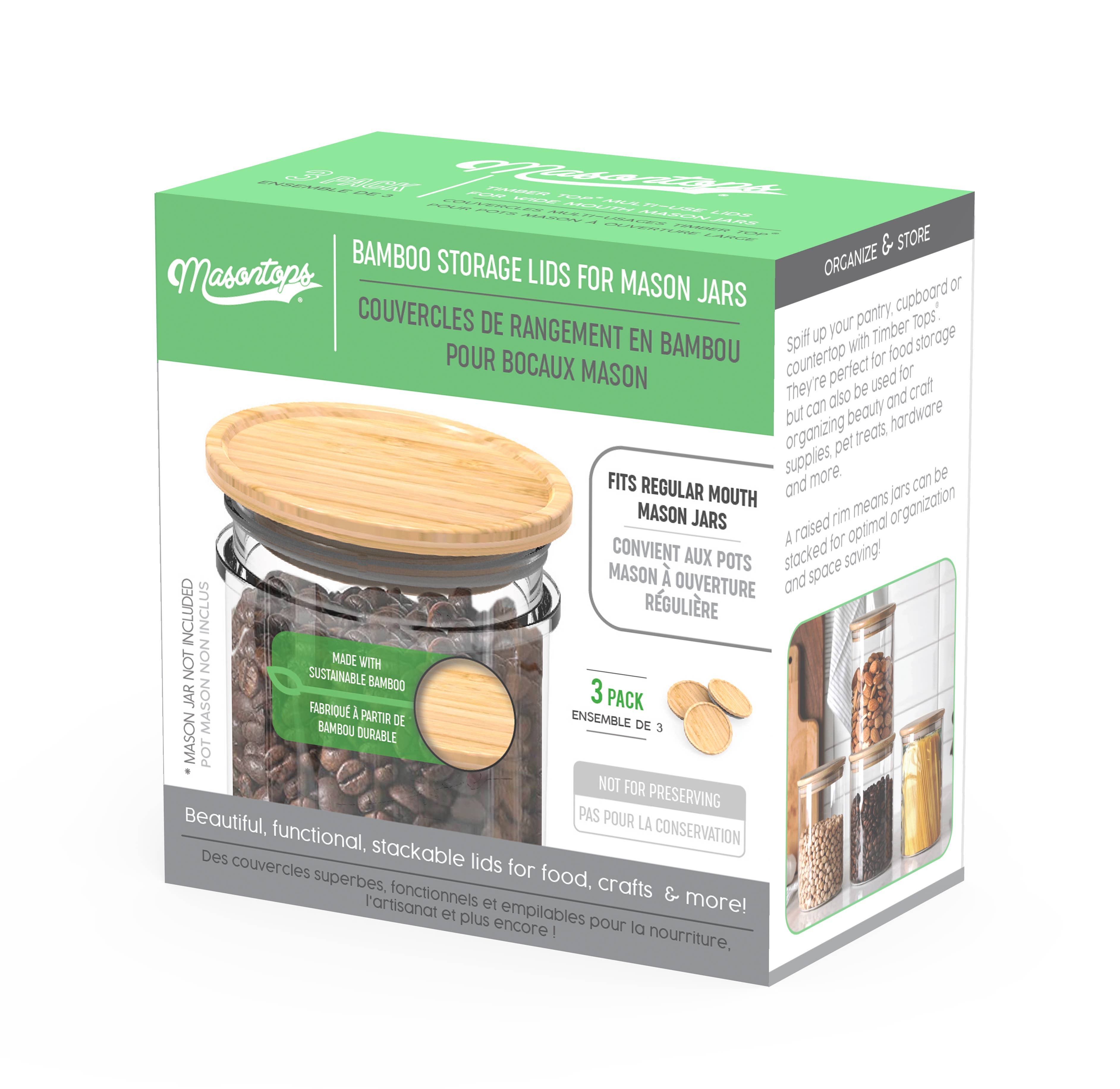 Masontops - Timber Top Bamboo Mason Jar Storage Lids
