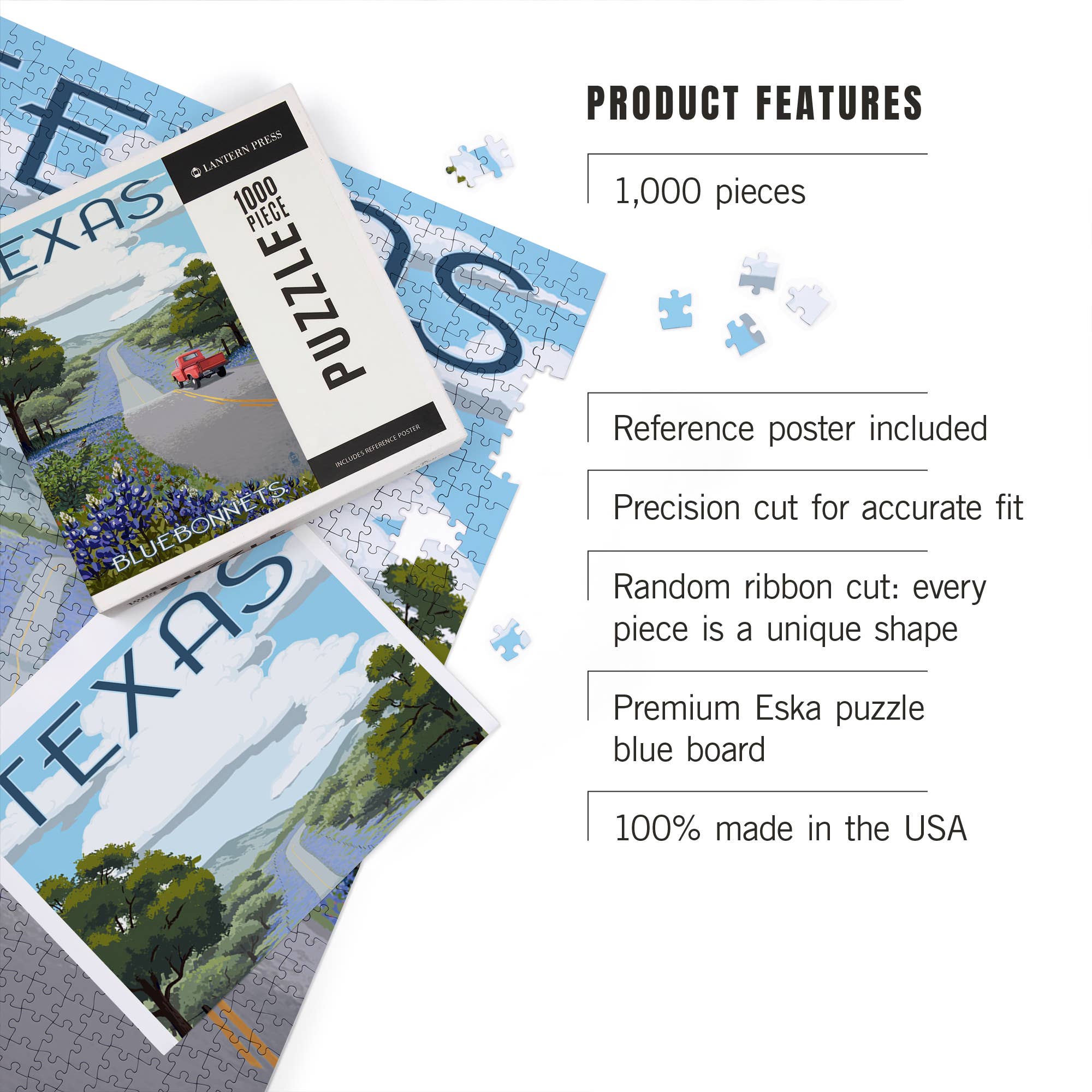 1000 PIECE PUZZLE Texas, Bluebonnets & Highway