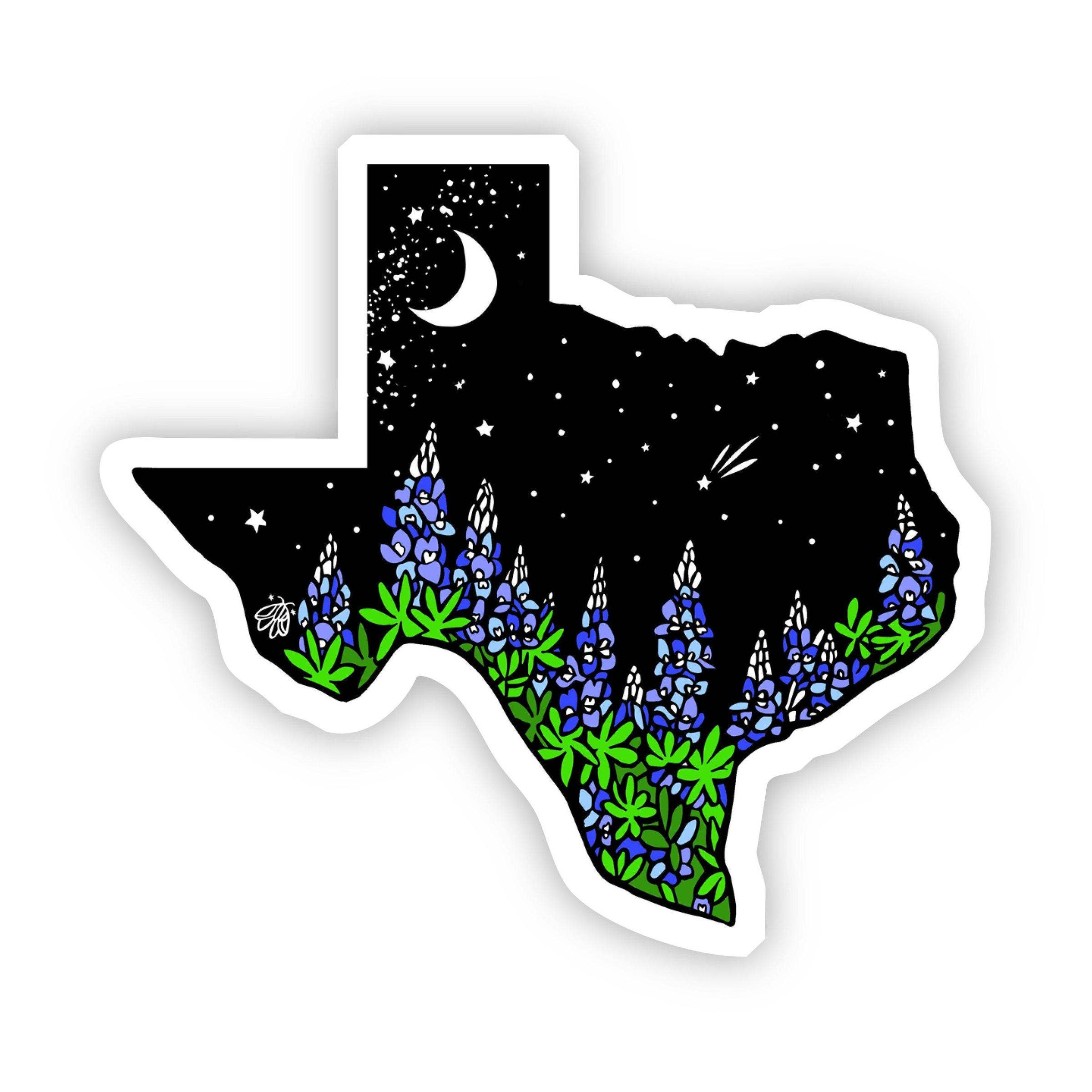Texas Night sticker with starry sky design