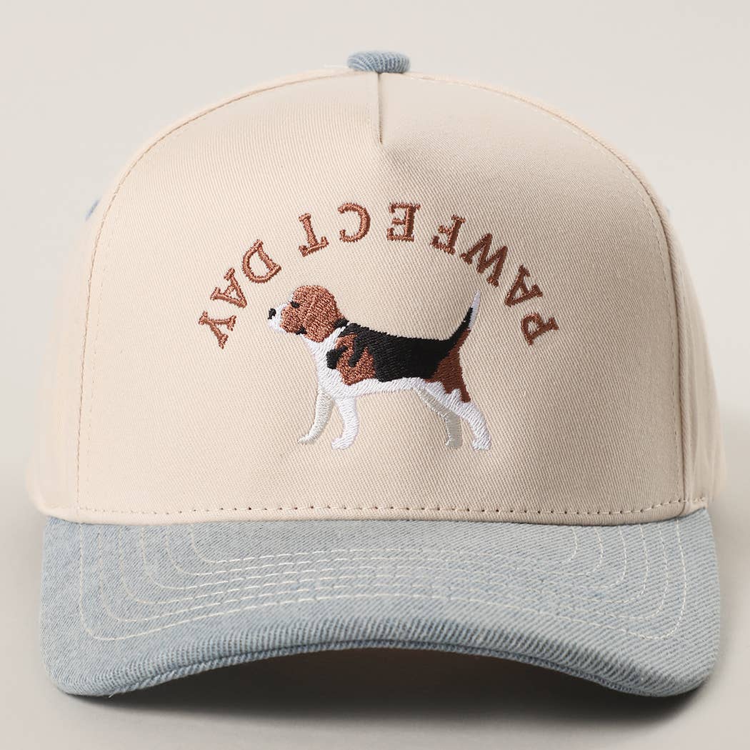 Pawfect Day beagle embroidered two-tone trucker hat lifestyle