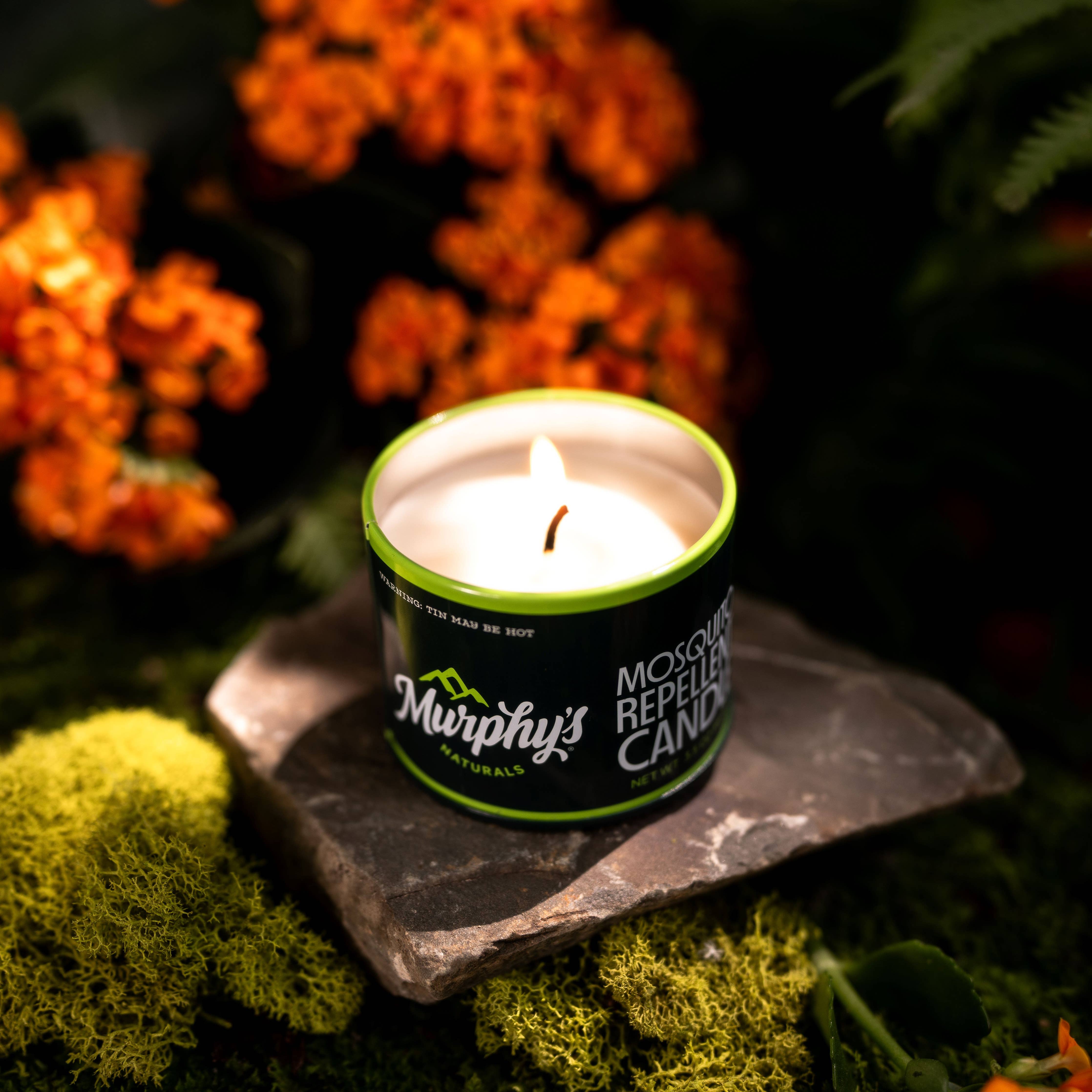 Mosquito repellent candle 3.5 oz lit outdoors