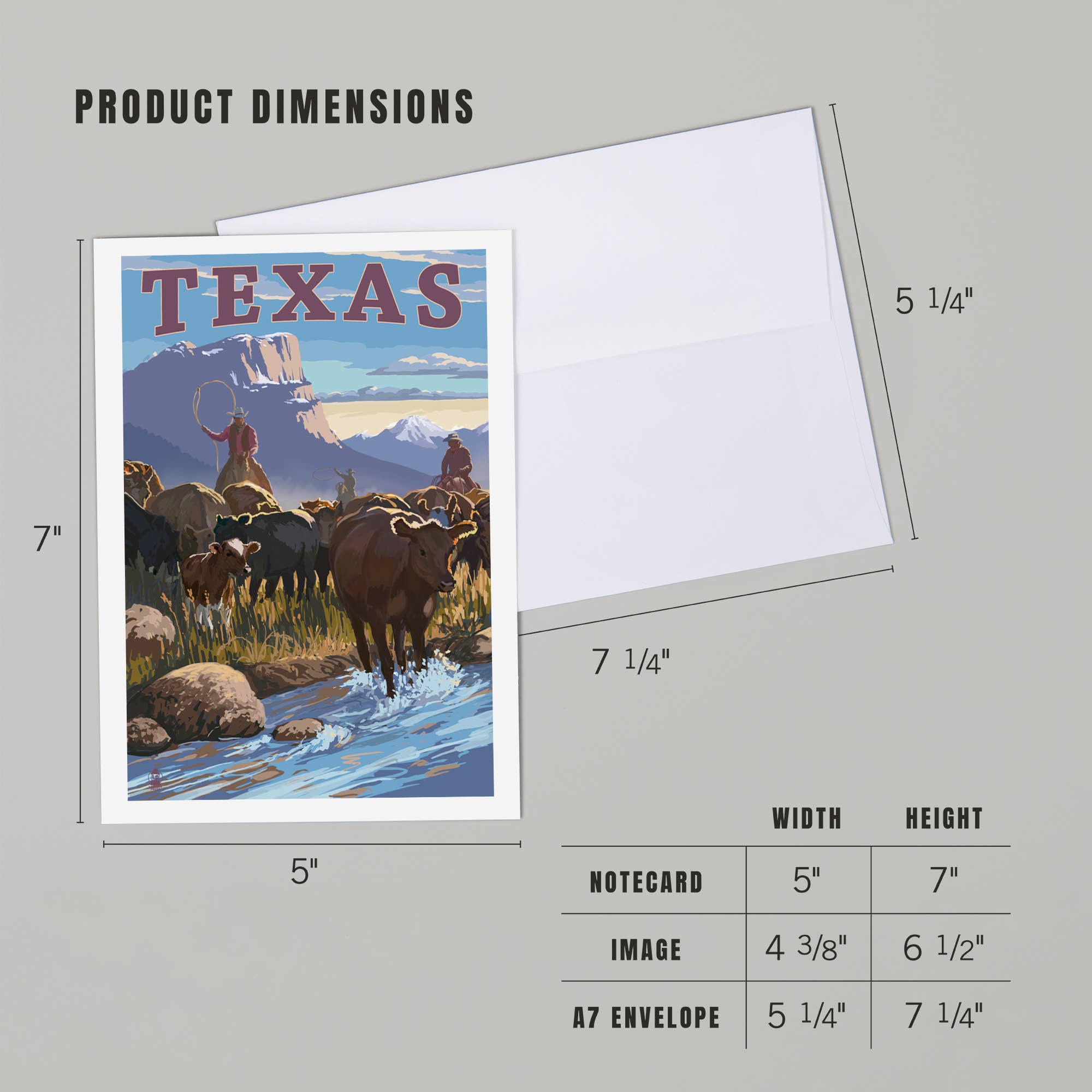 NOTECARD Texas, Cowboy Cattle Drive Scene