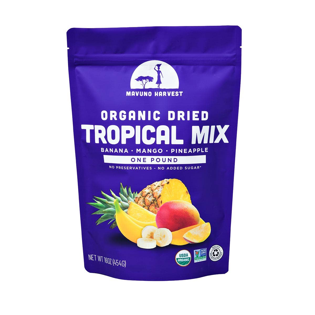 Organic Dried Tropical Mix (Mango, Banana, Pineapple), 6-pack case