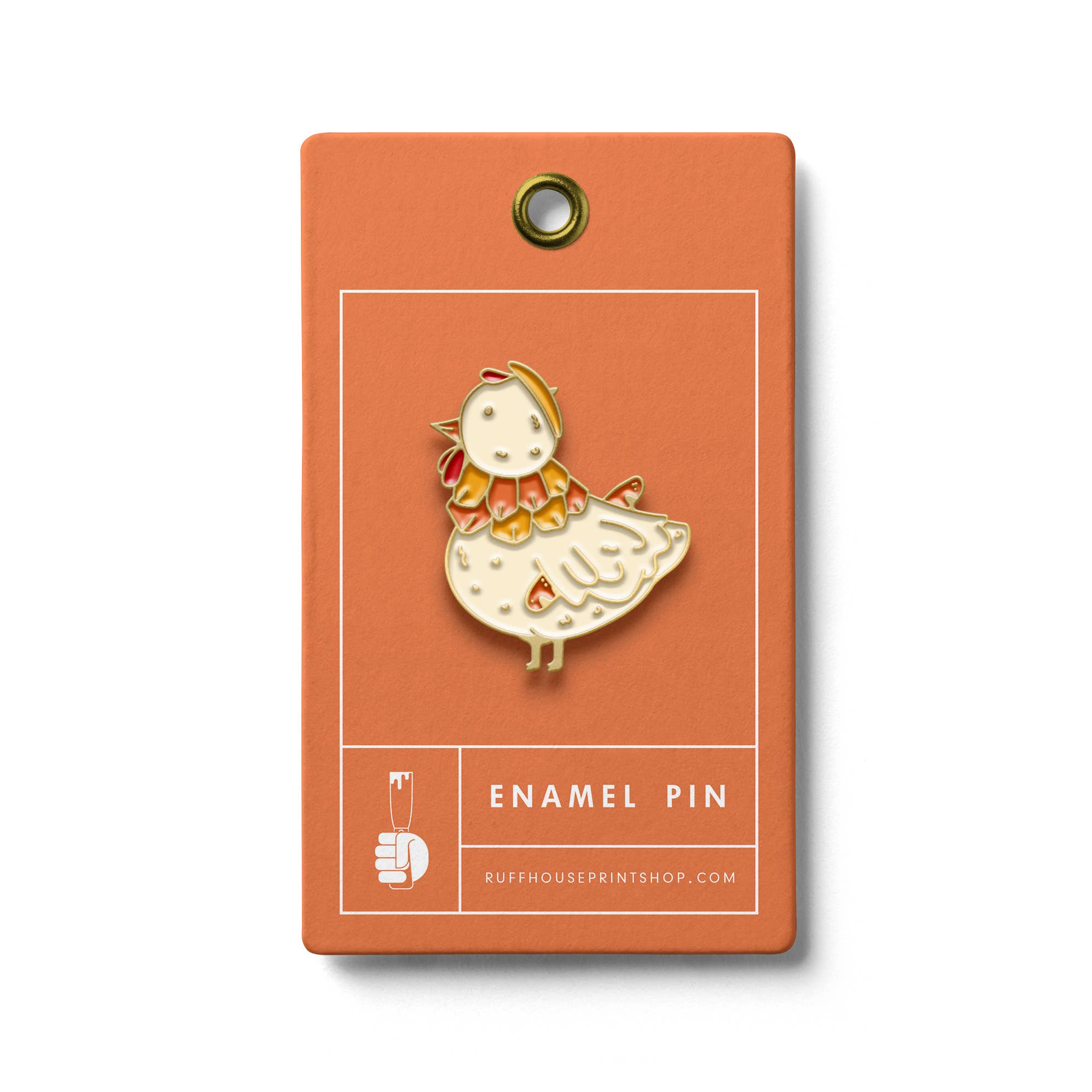 French Hen enamel pin with decorative hen design
