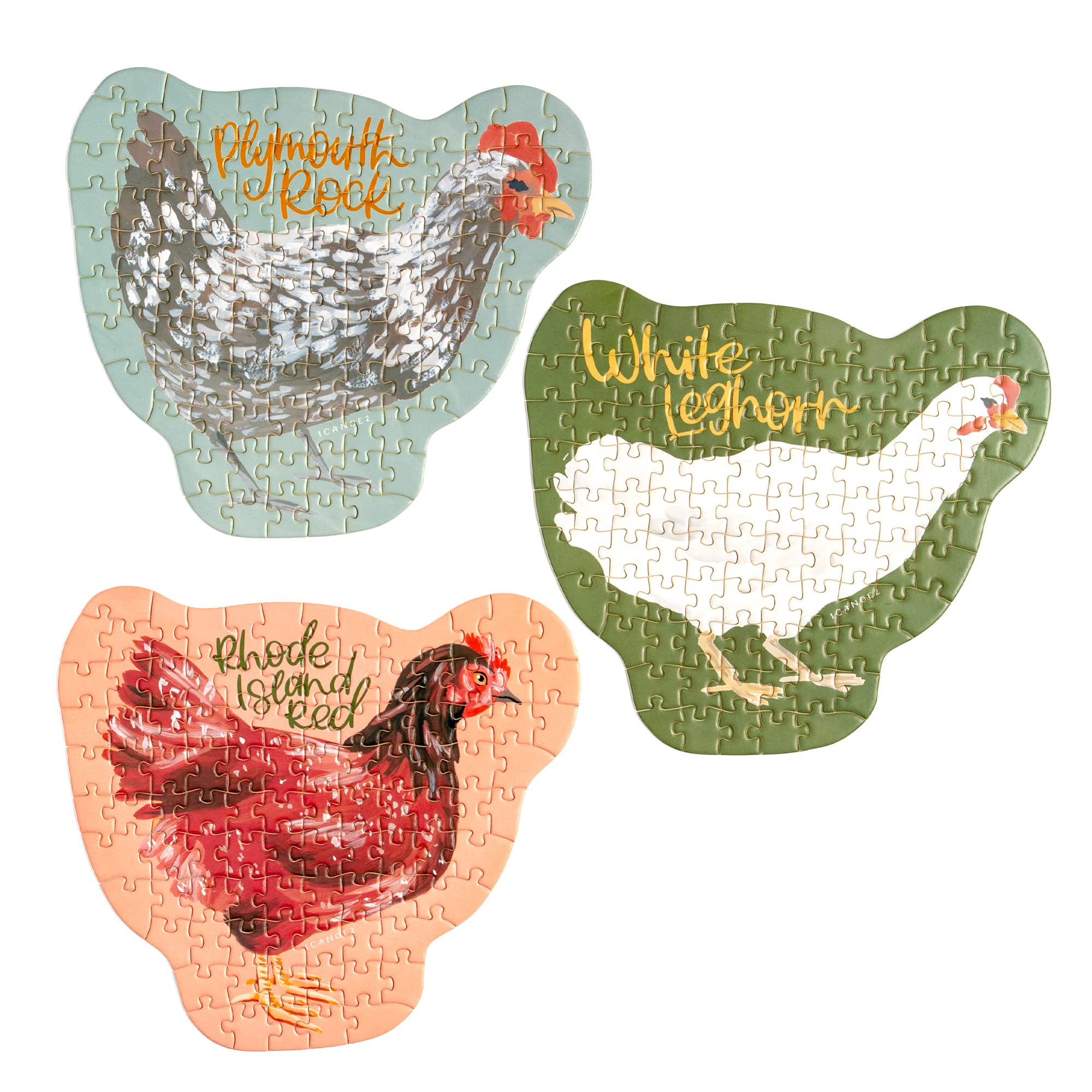 Chicken Meadows mini jigsaw puzzle box side view