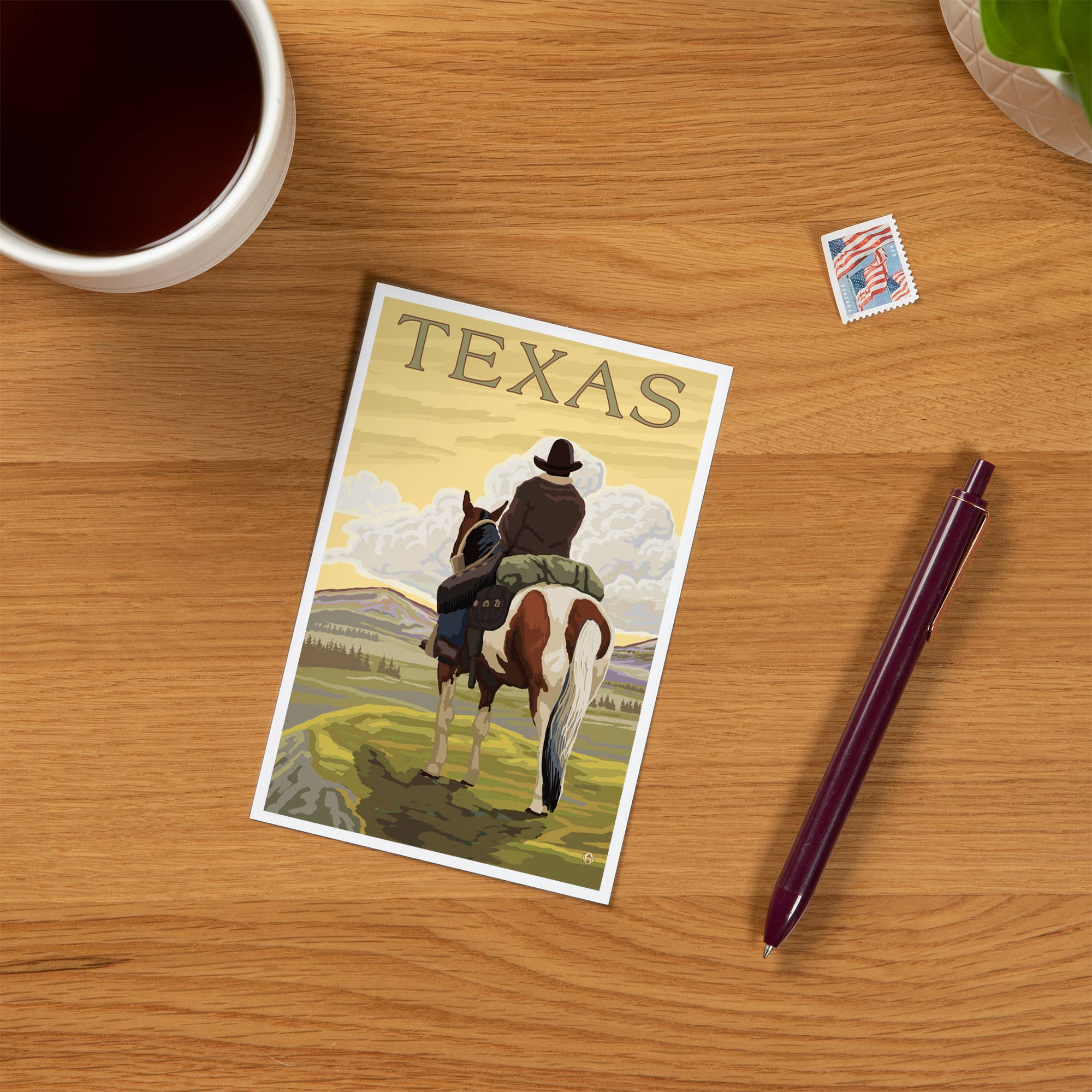 PREMIUM POSTCARDS Texas, Cowboy on Ridge