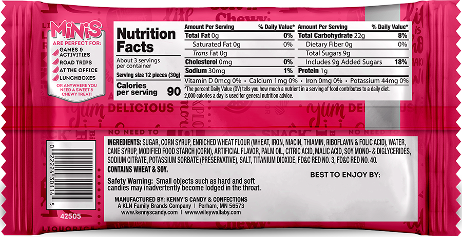 Wiley Wallaby Minis Watermelon Licorice Bites 3.5oz Bag 18ct