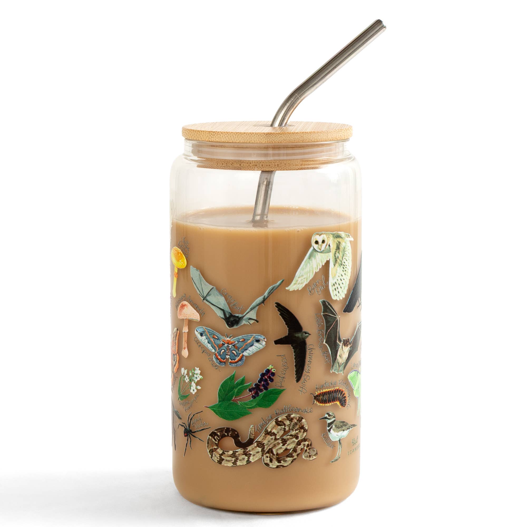 Midnight Flora & Fauna Glass Can