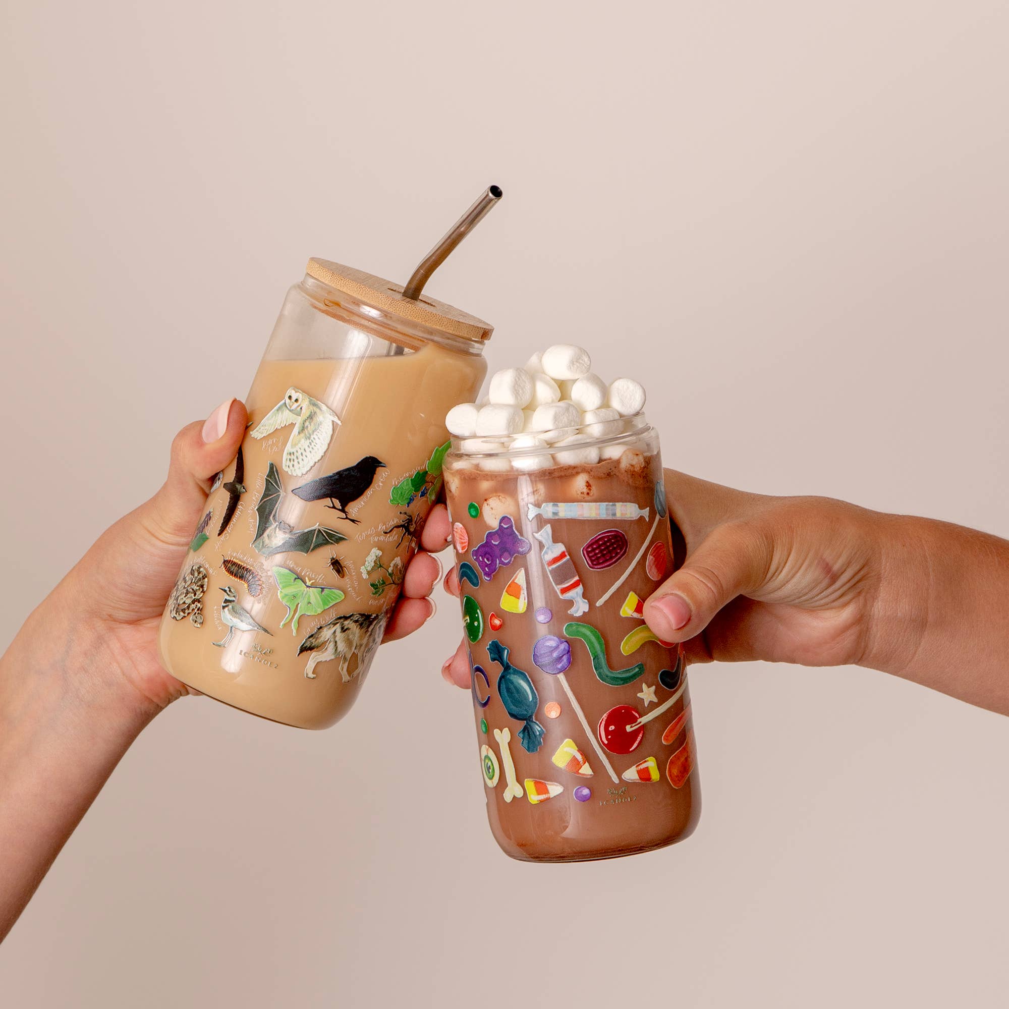 Midnight Flora & Fauna Glass Can