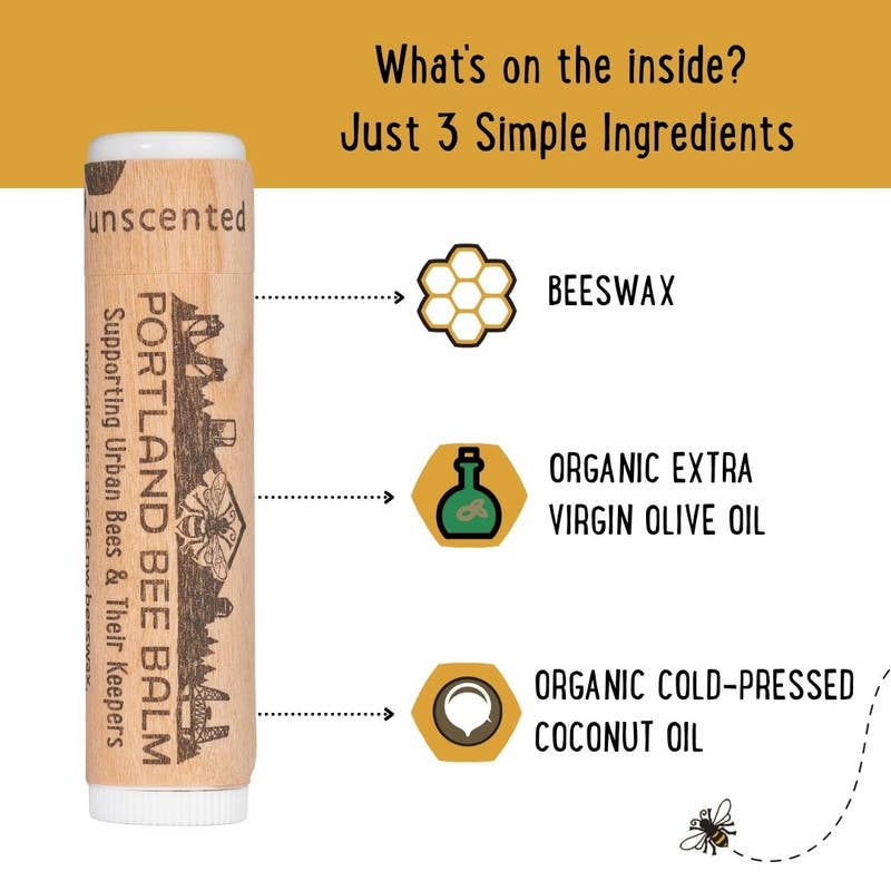 Unscented beeswax lip balm tubes in display box