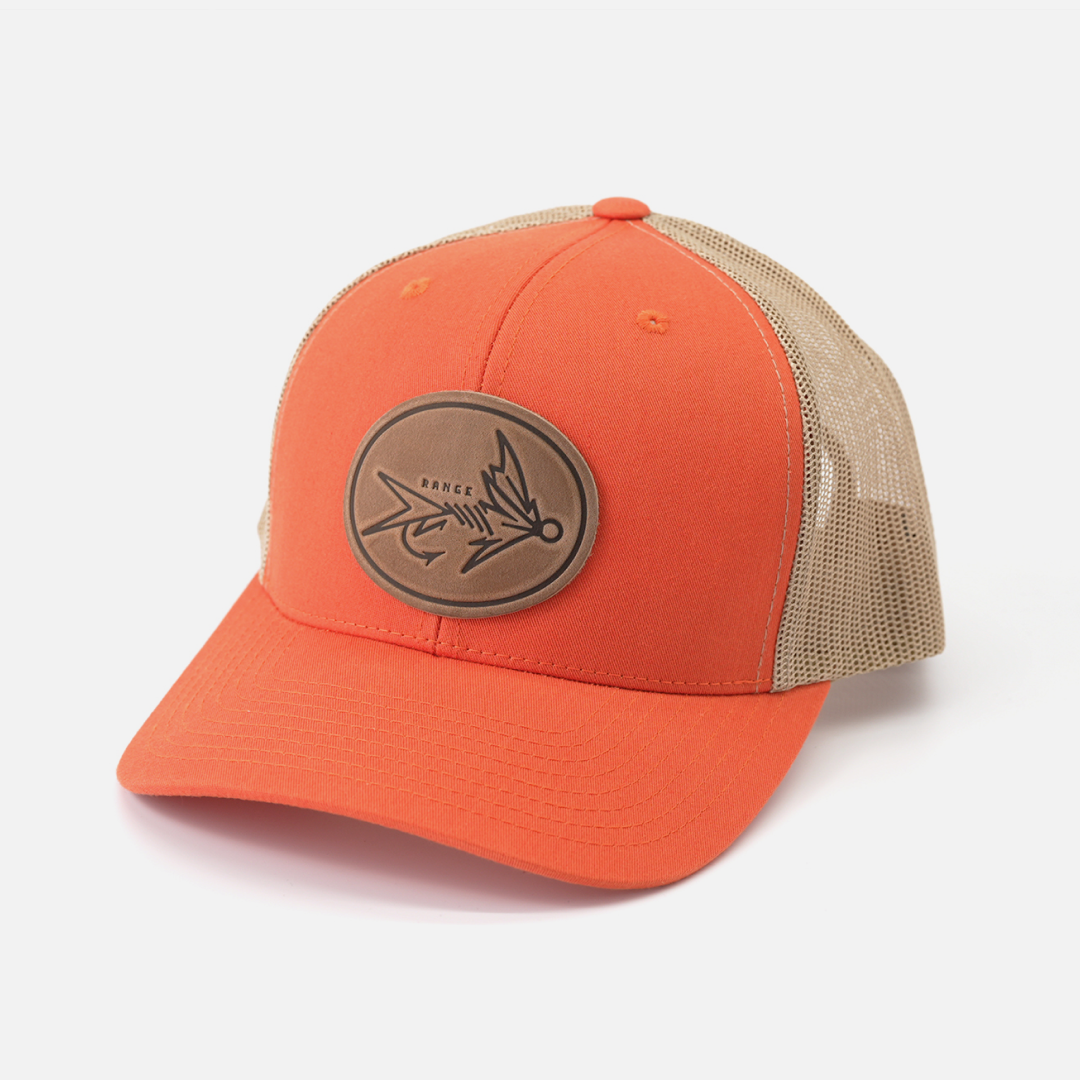 Range Fly Icon Hat leather patch close-up detail