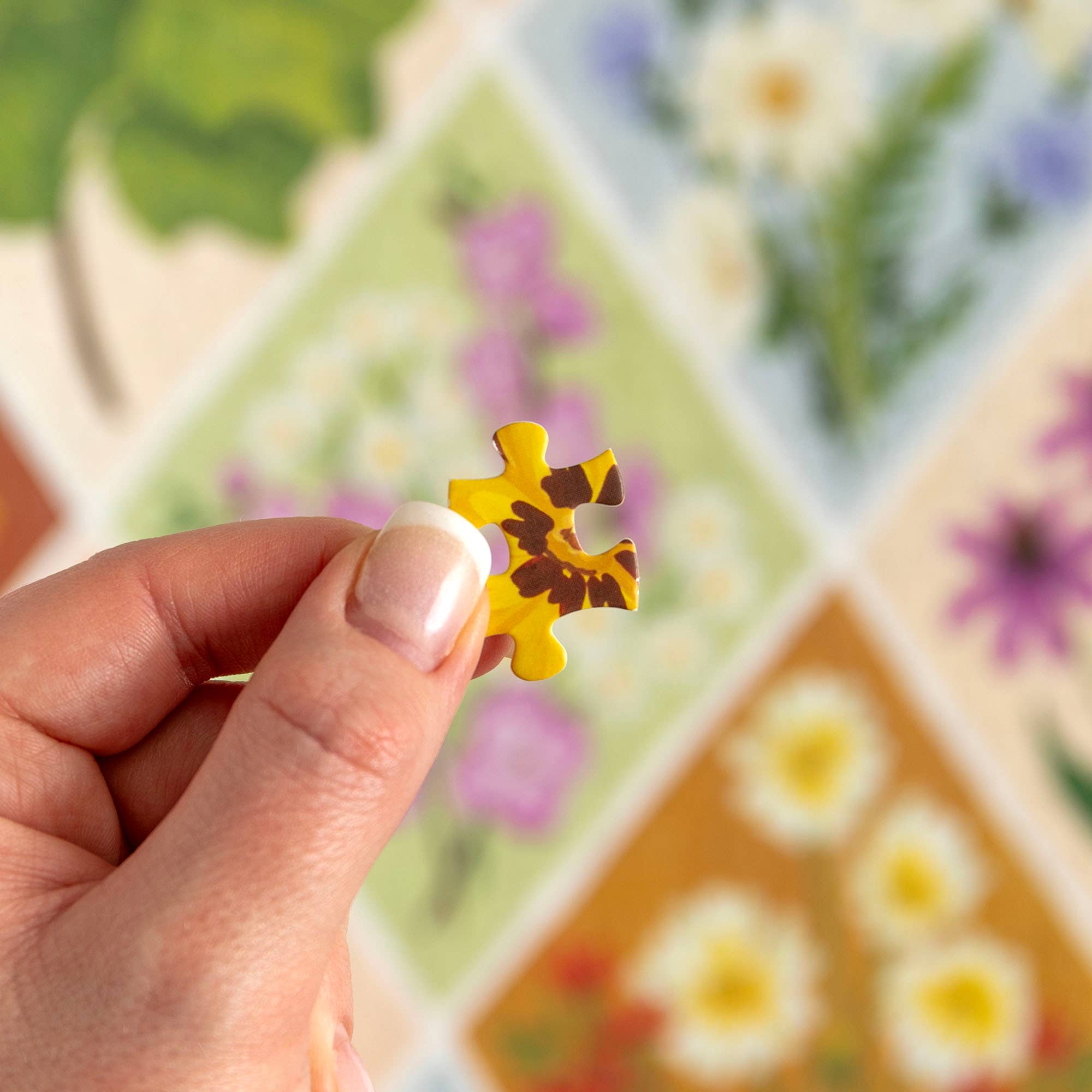 Vintage Blooms floral jigsaw puzzle pieces close-up