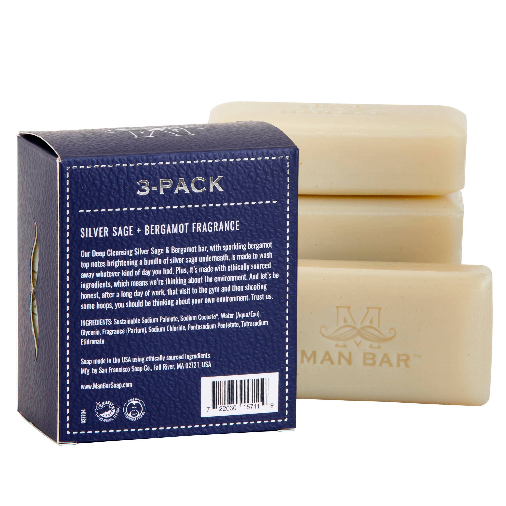 Man Bar Silver Sage and Bergamot gift set box opened
