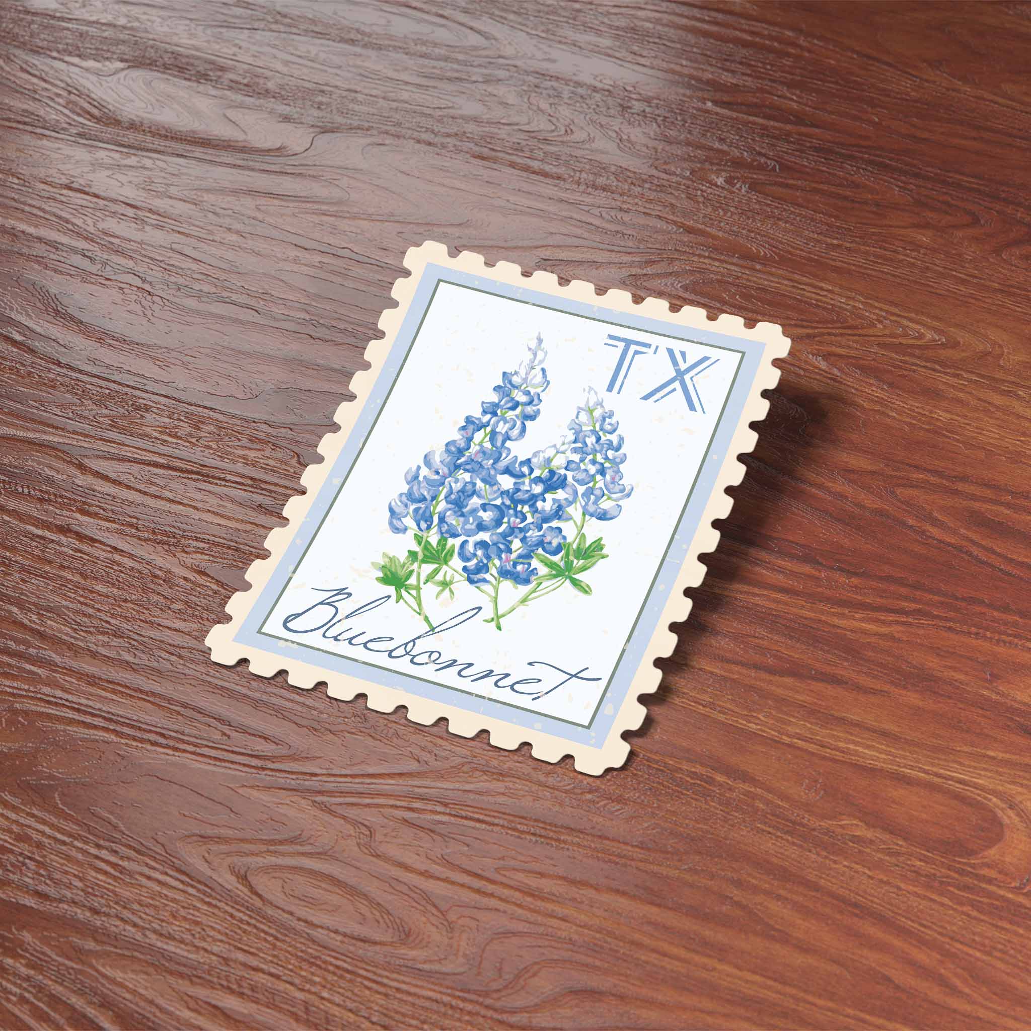 Texas State Flower Bluebonnets Sticker - Vintage Stamp Decal
