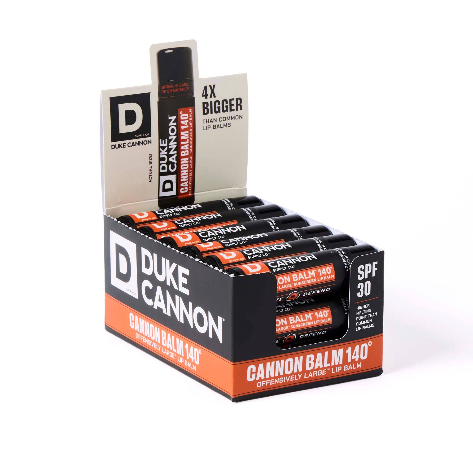 Cannon Balm 140° SPF 30 lip balm tube close-up