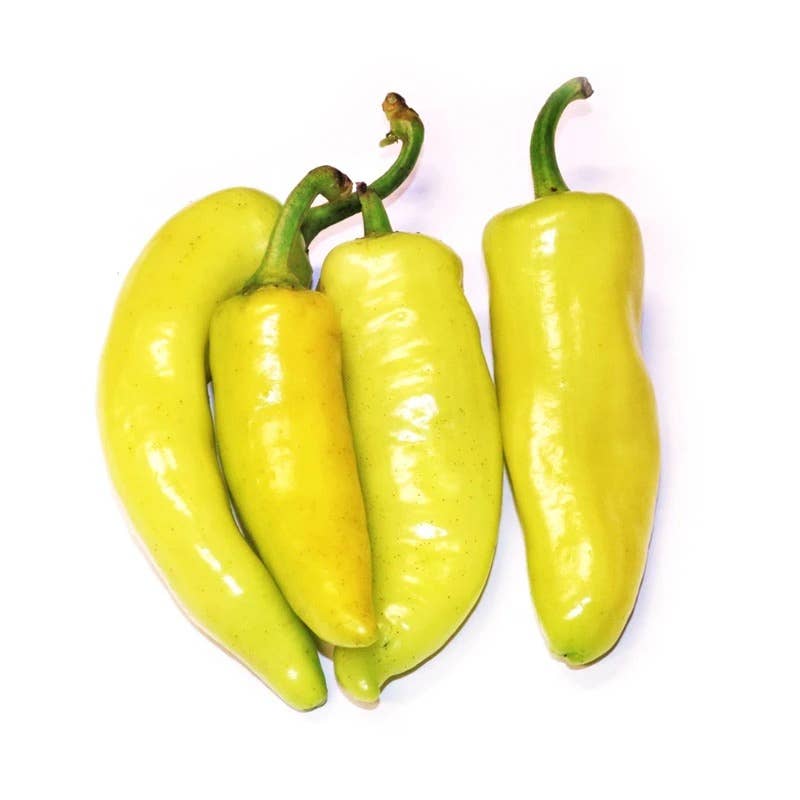 Harvested yellow Sweet Banana Peppers up close
