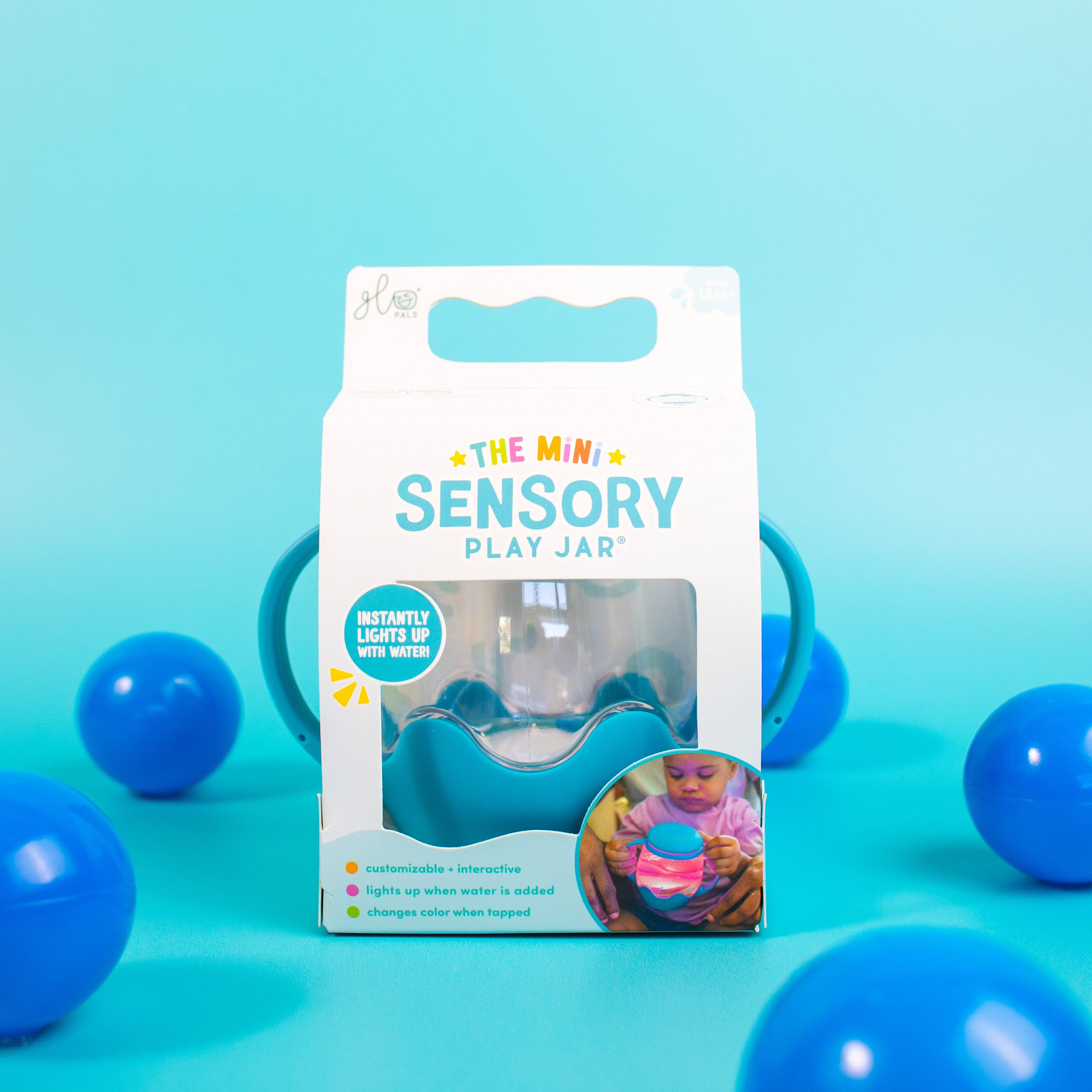 Glo Pals Mini Sensory Jar and Silicone Fun Filler Bundle in Blue