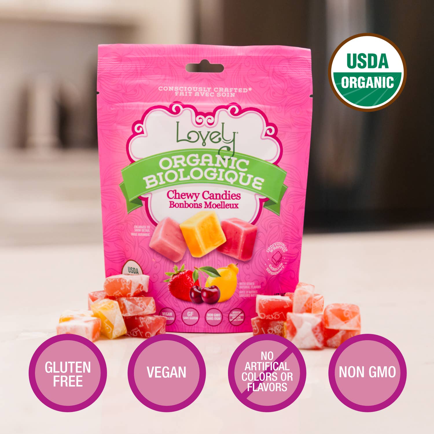 Organic Chewy Candies - Gluten Free Candy, No Dyes