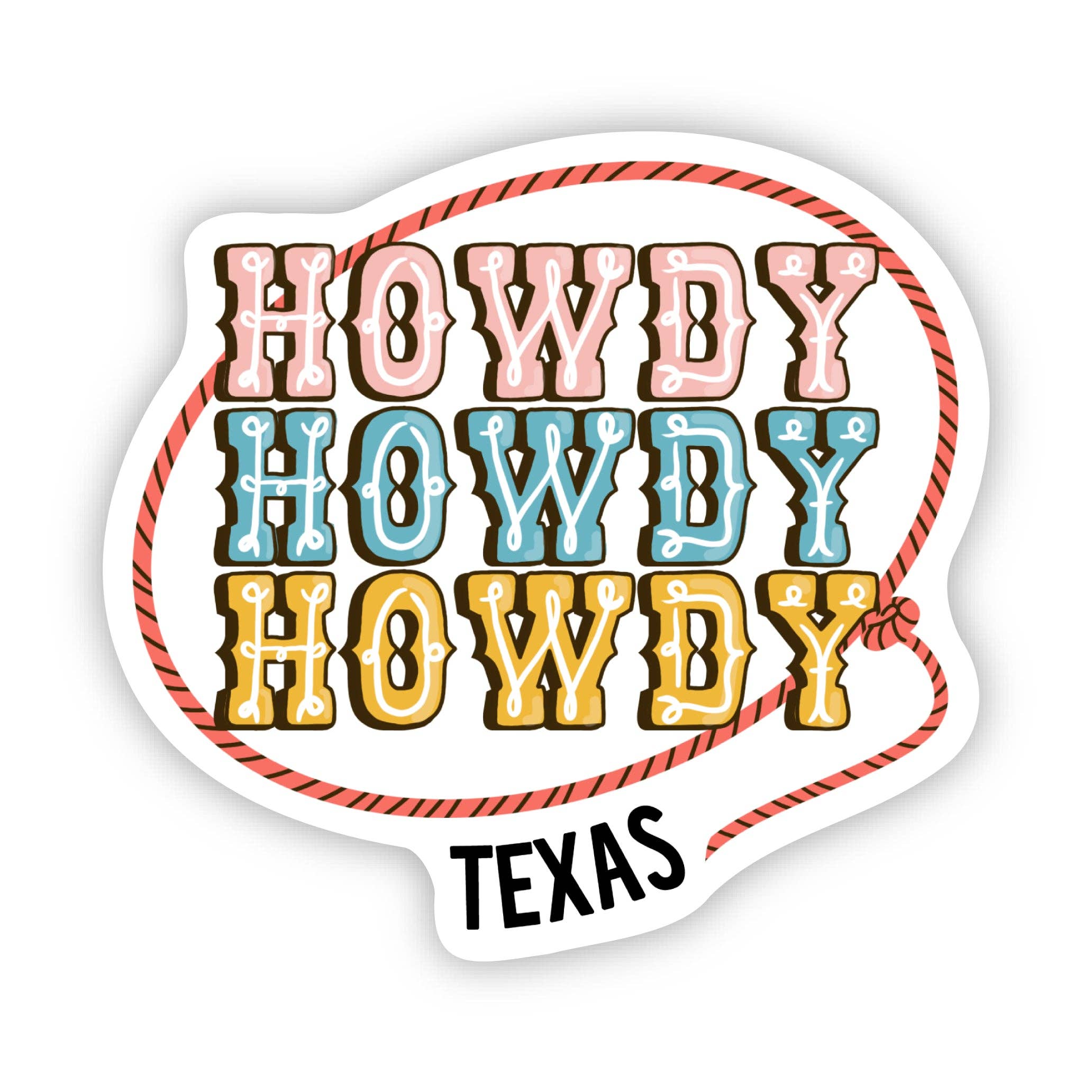 Howdy Lasso Texas text sticker with rope design