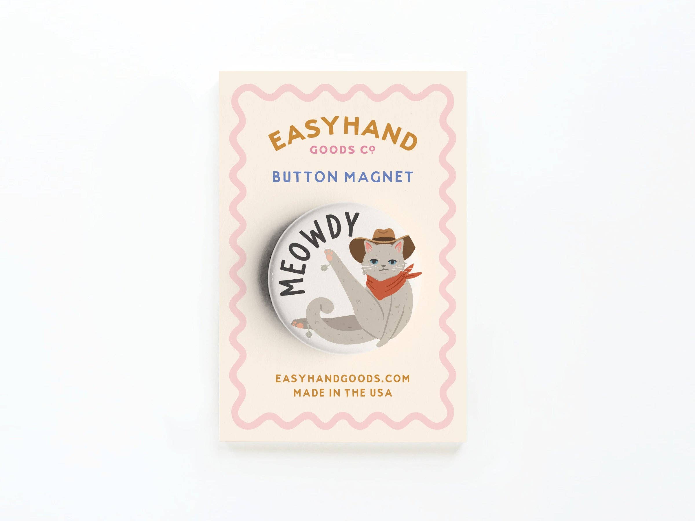 Meowdy button pin back view