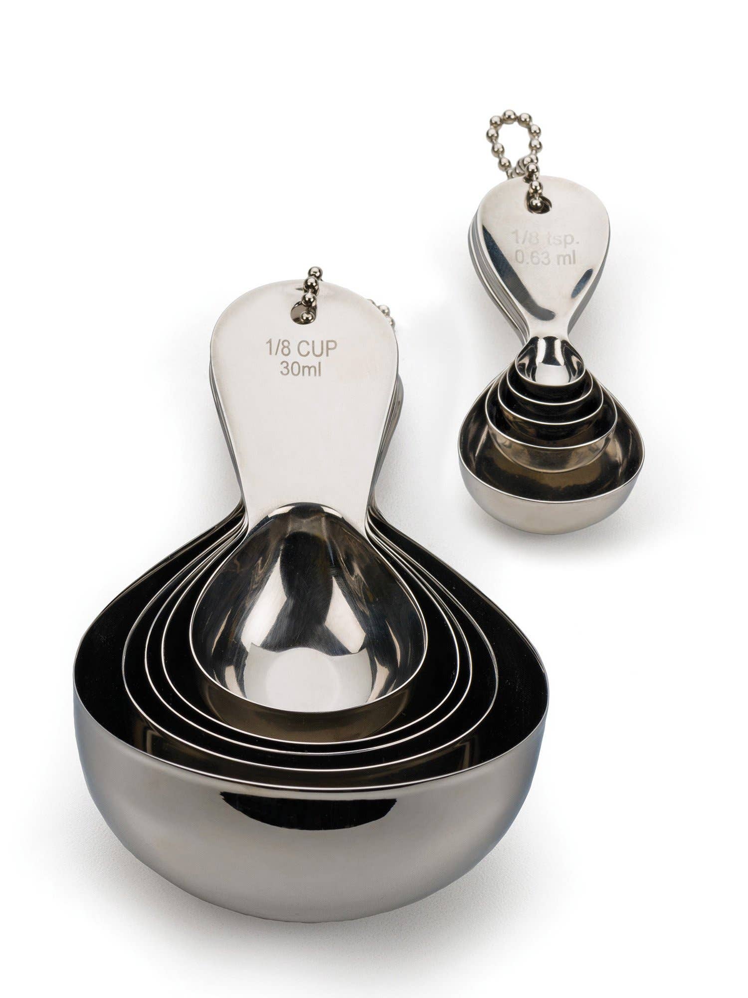 Teardrop measuring spoons narrow design for spice jars