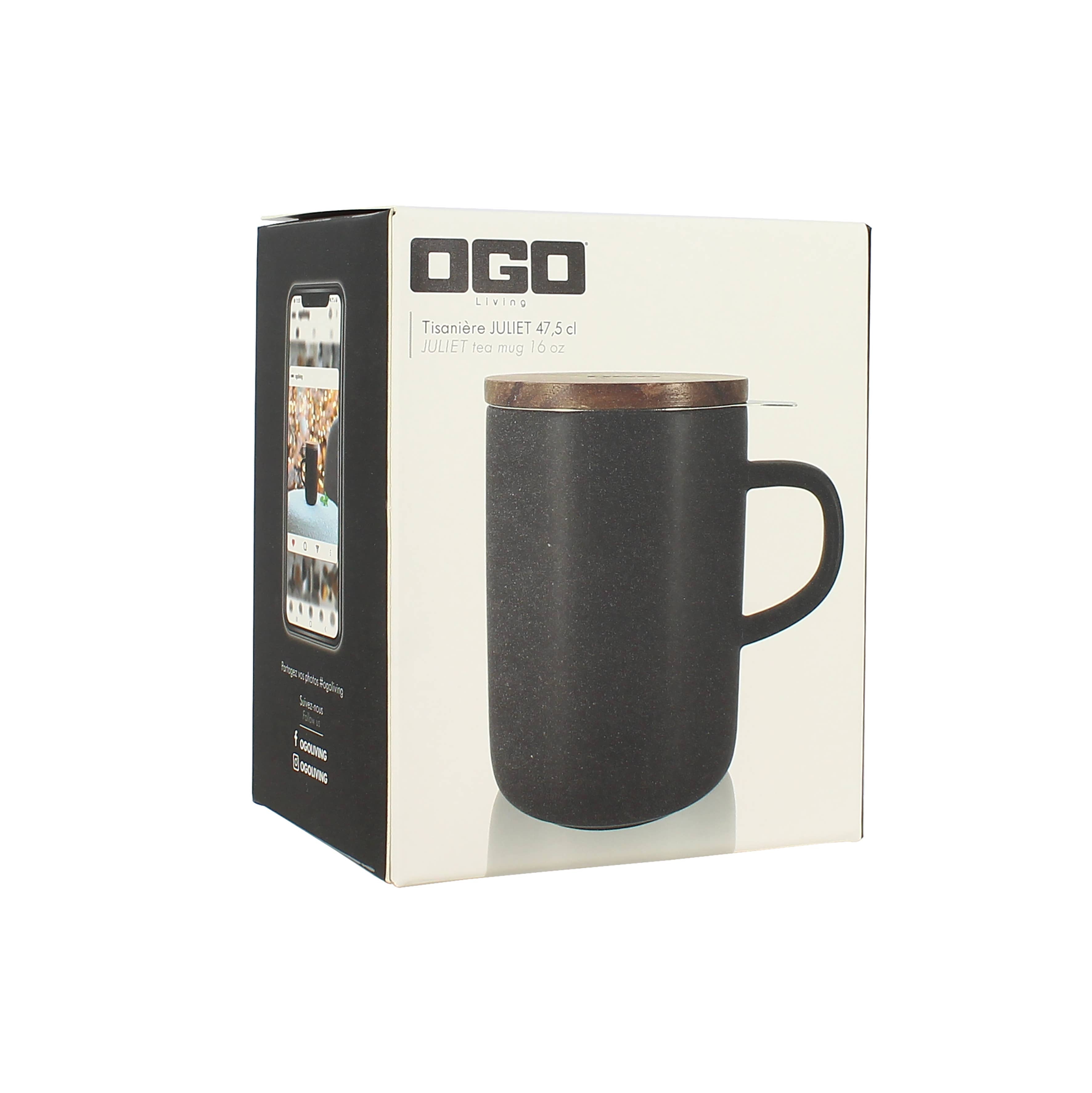 Juliet black stoneware teapot with wooden lid, 475ml