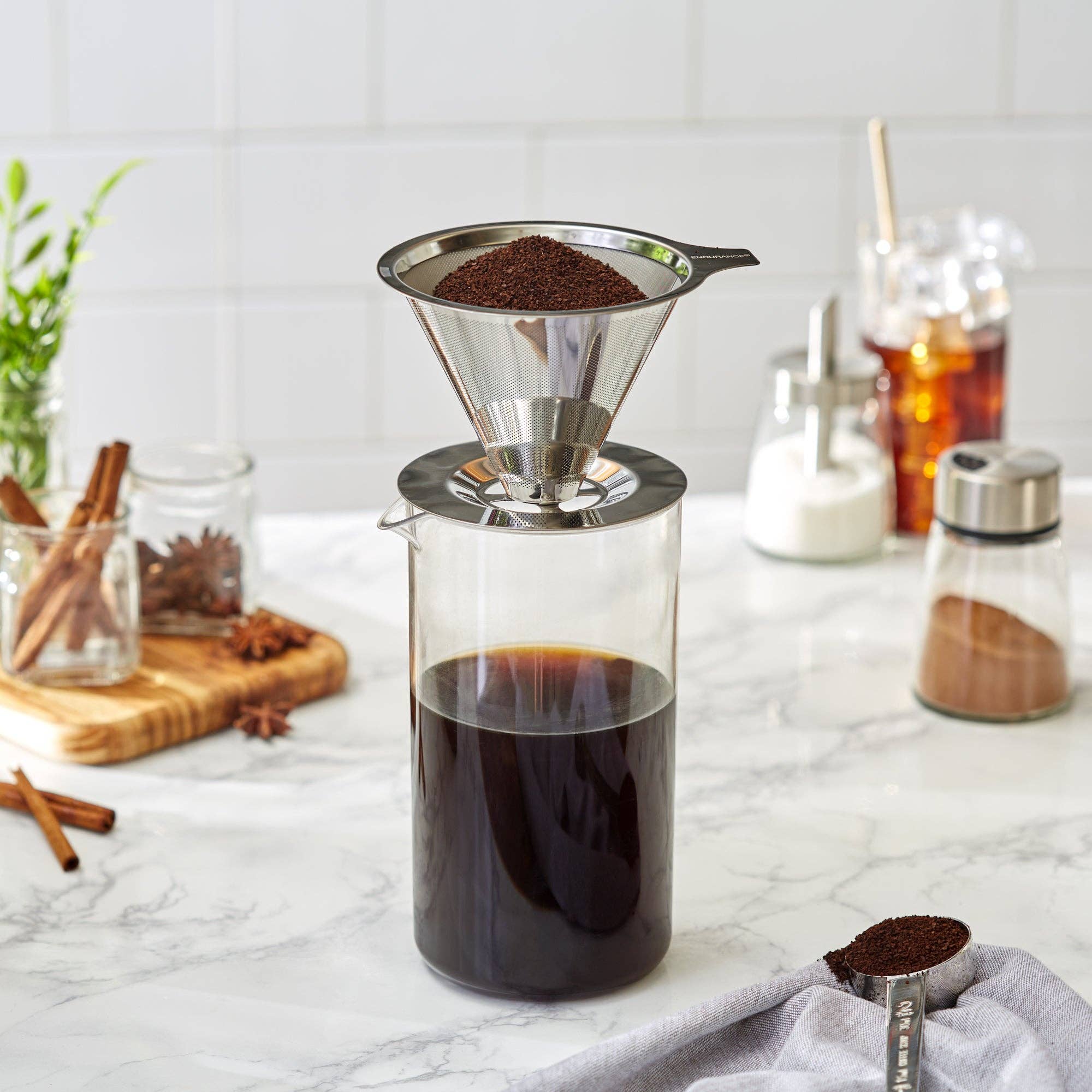 Endurance Coffee Filter shown with coffee mug