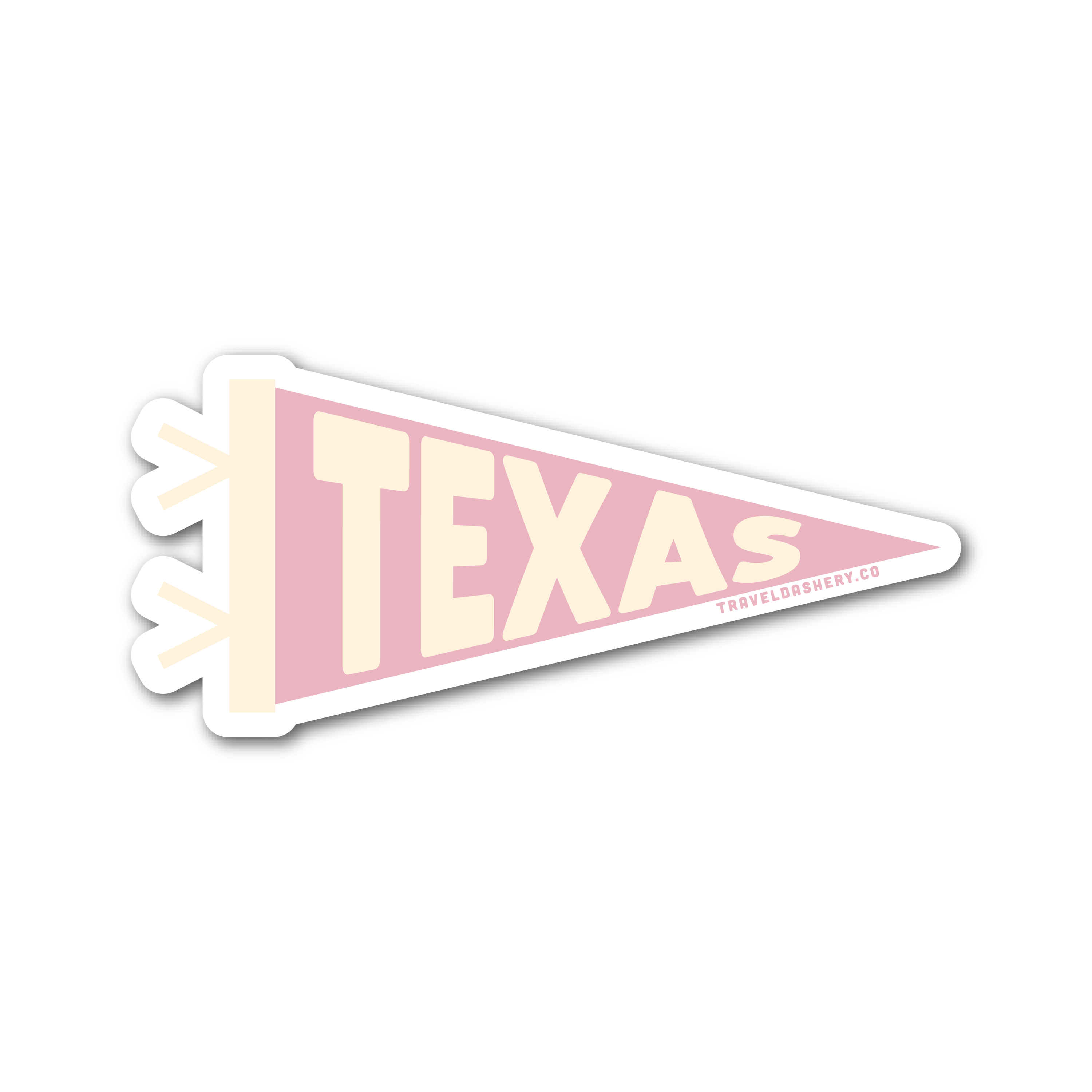 Texas pennant sticker in red white and blue