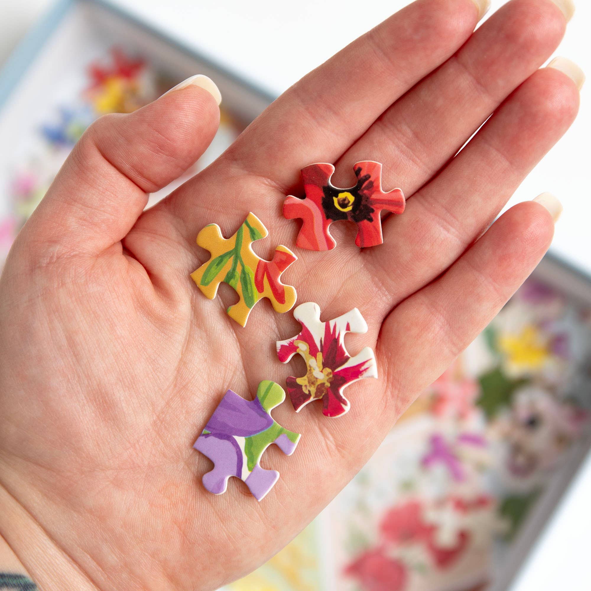 Vintage Blooms floral puzzle in progress lifestyle shot