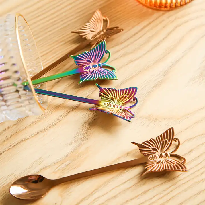Butterfly spoon for tea coffee or dessert in four colors