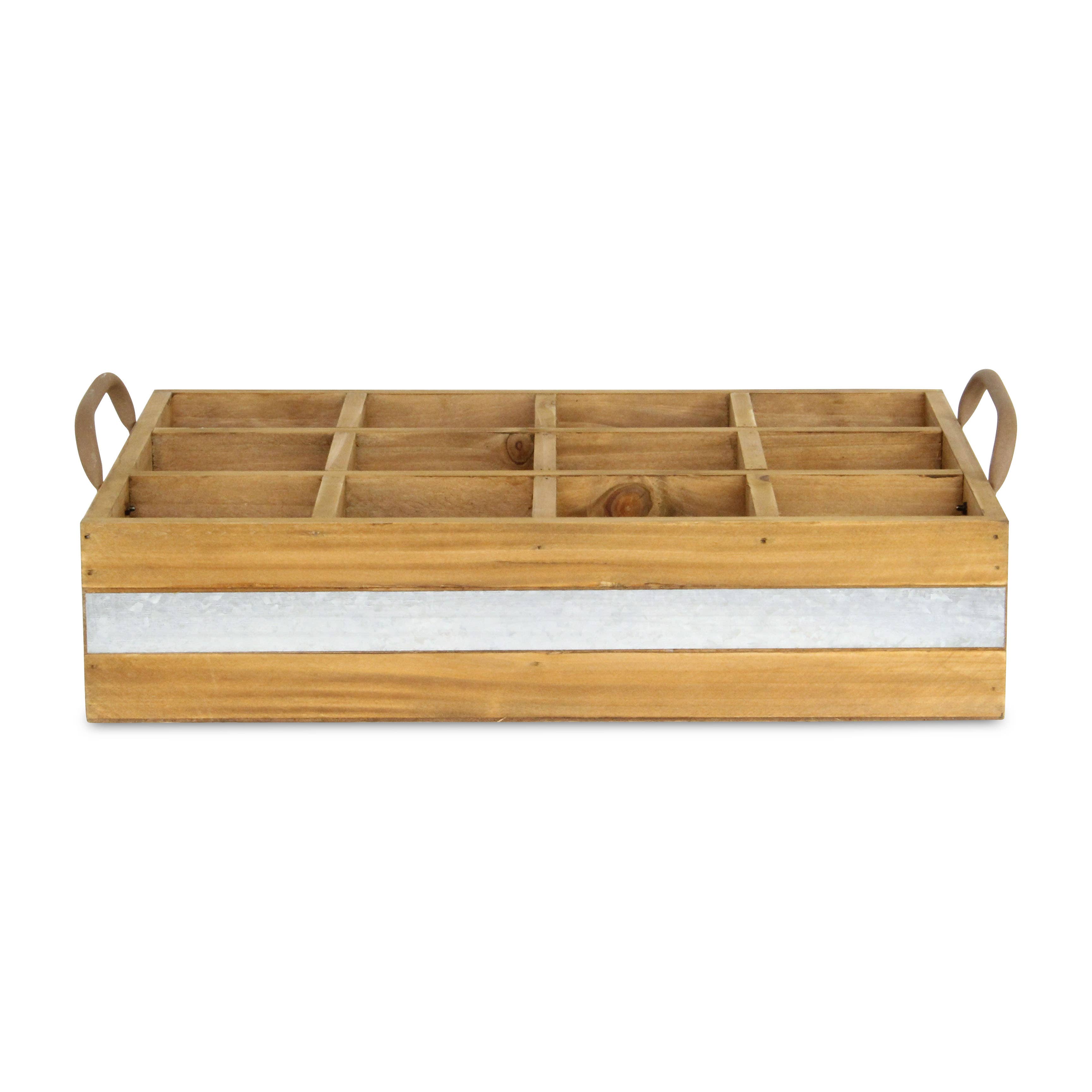 Obero 12 slot rectangular wood caddy angled view