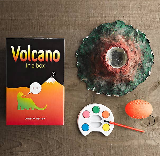 DIY Volcano In A Box completed erupting volcano
