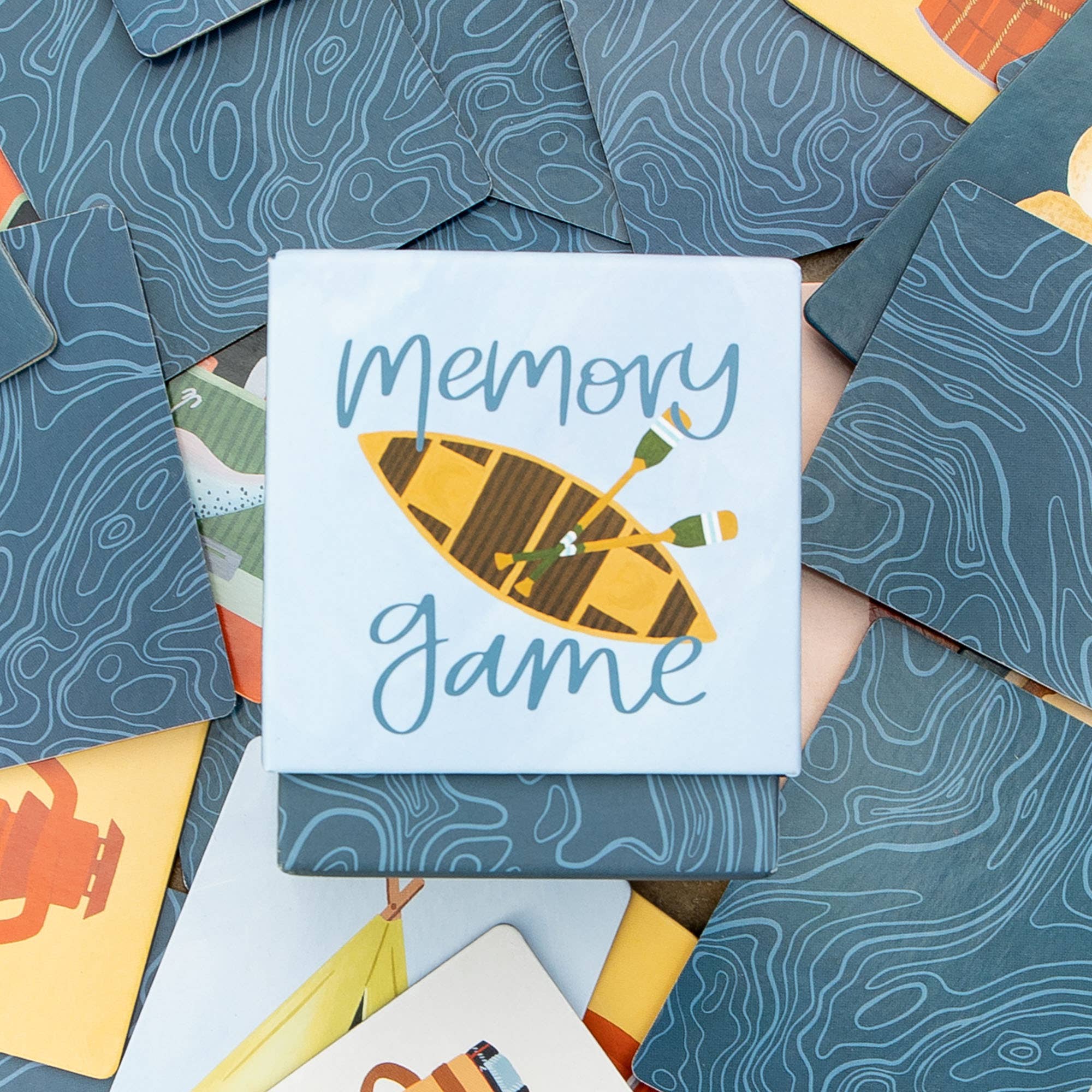 Camping Memory Game cards spread out showing matching pairs
