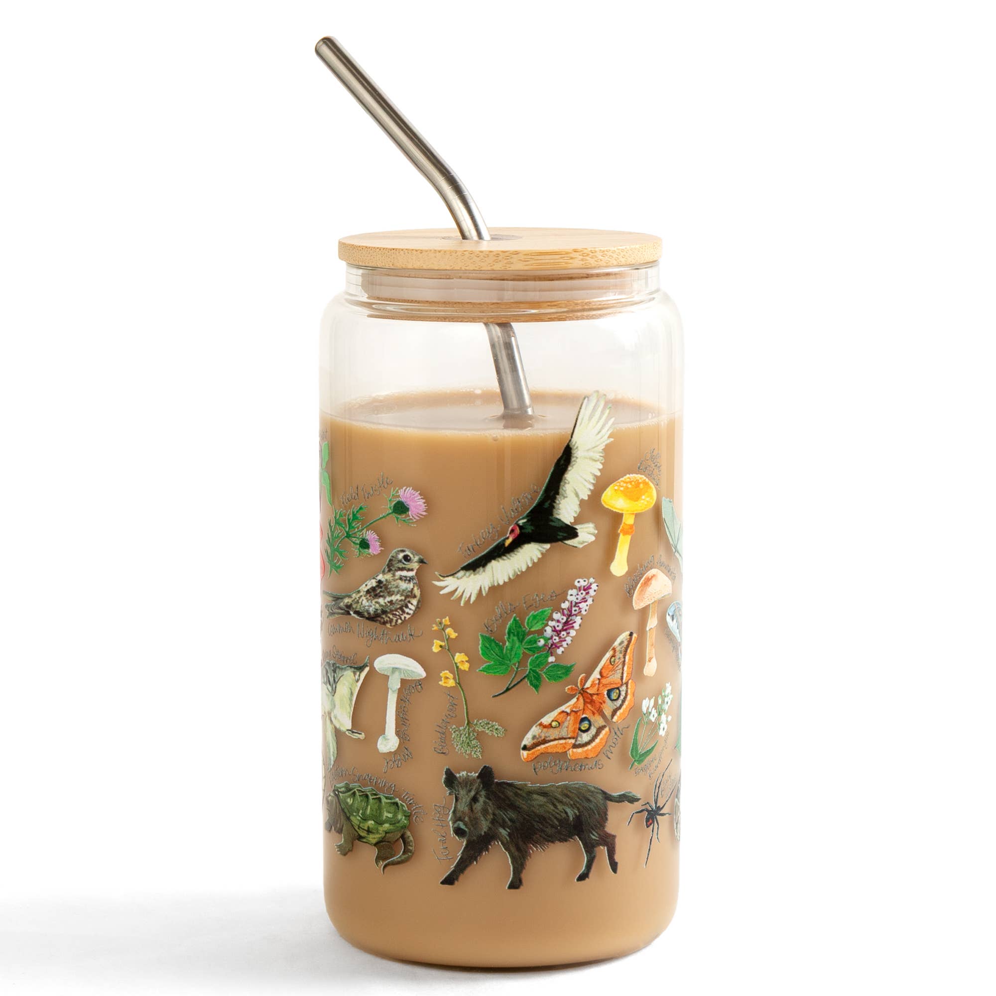 Midnight Flora & Fauna Glass Can