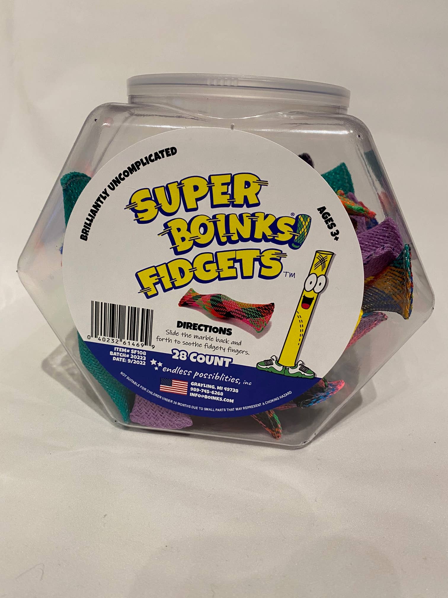 Super Boinks fidget toy stretched out close-up