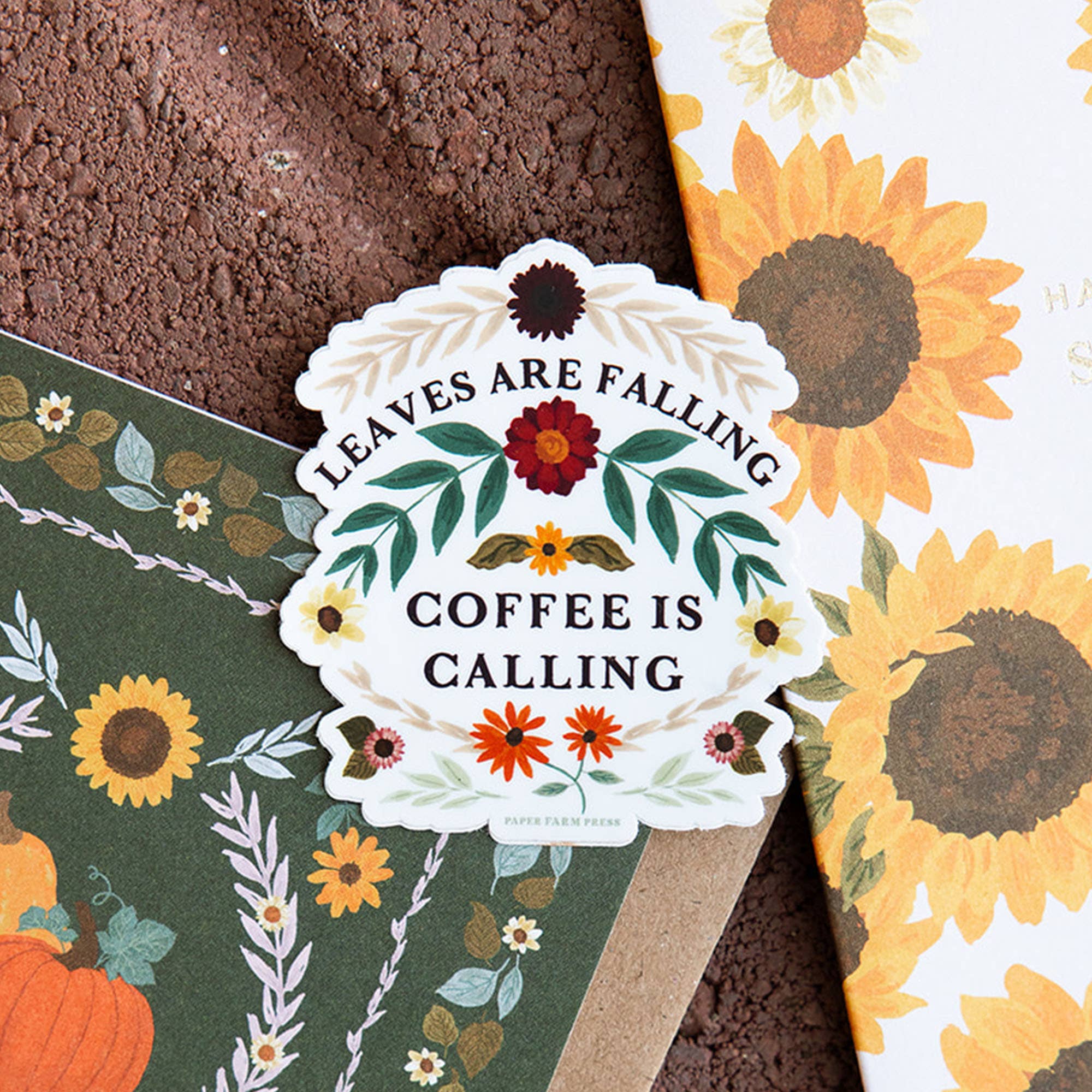 Leaves Are Falling Coffee Is Calling Decal Sticker