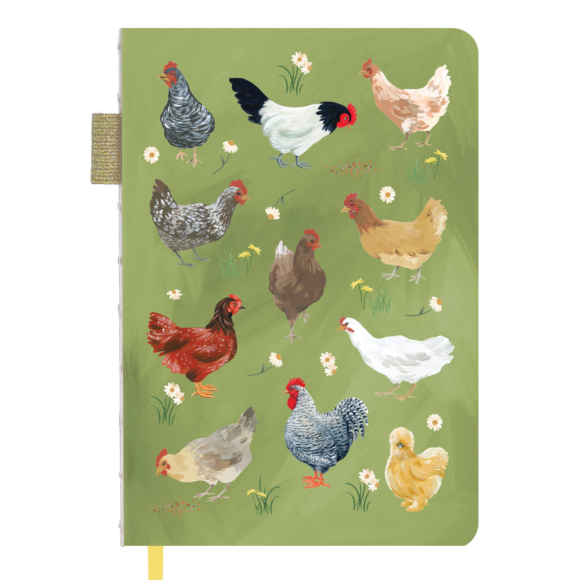 Chicken Meadows lined journal with chicken artwork