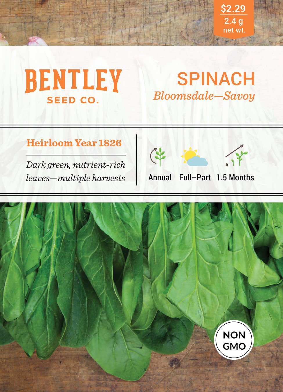 Bloomsdale spinach seed packet