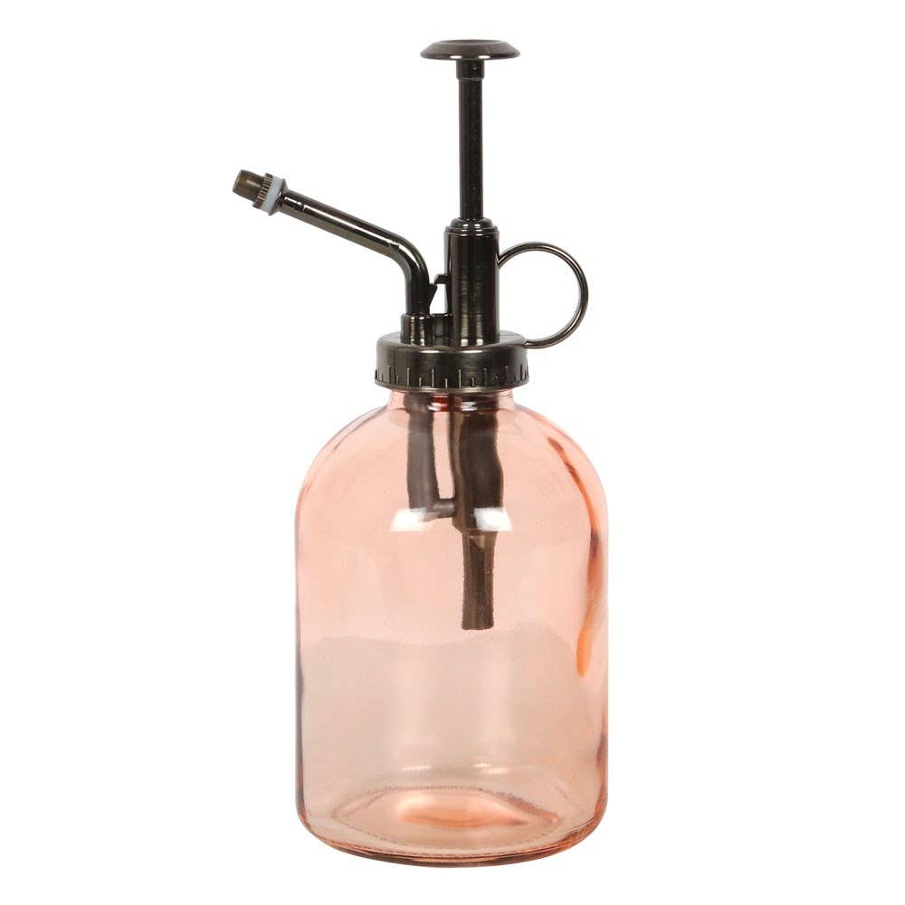 Pink minimalist glass plant mister side view