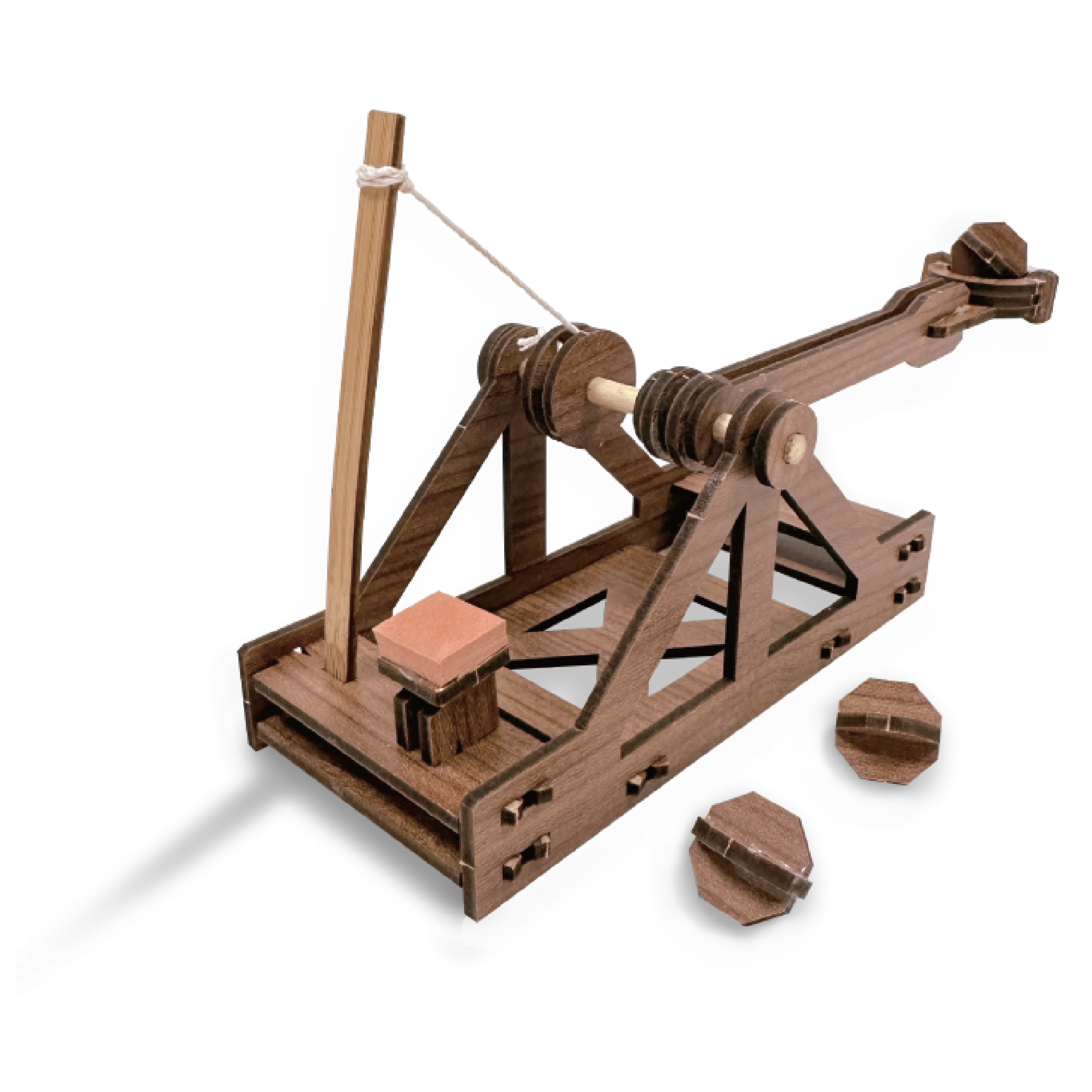 Mini Catapult wooden model kit action demonstration