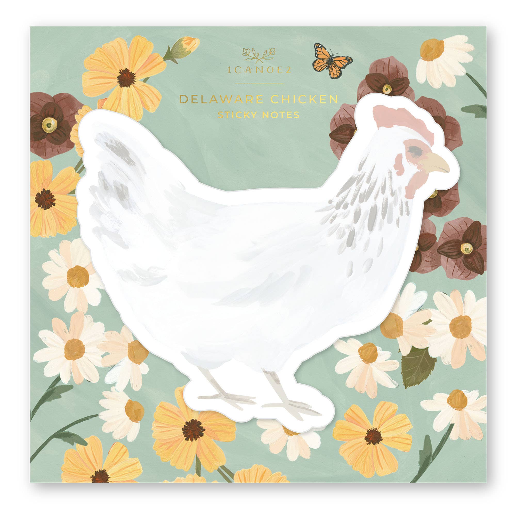 Delaware Chicken sticky notes with hen illustration
