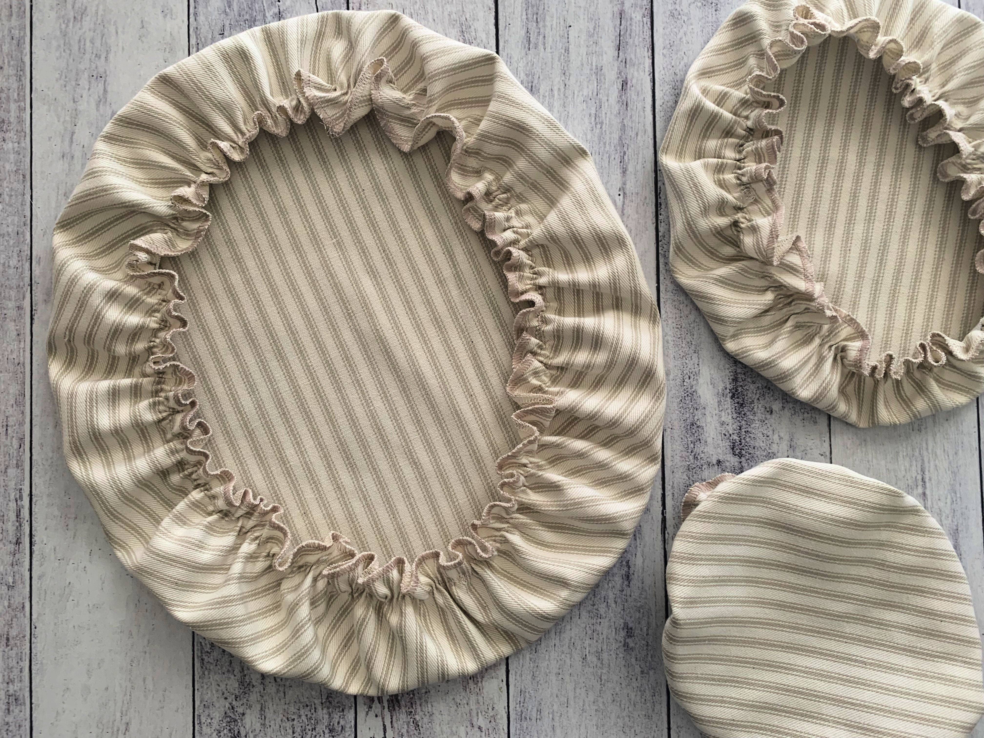 Reusable Bowl Covers, set of three- ticking stripes