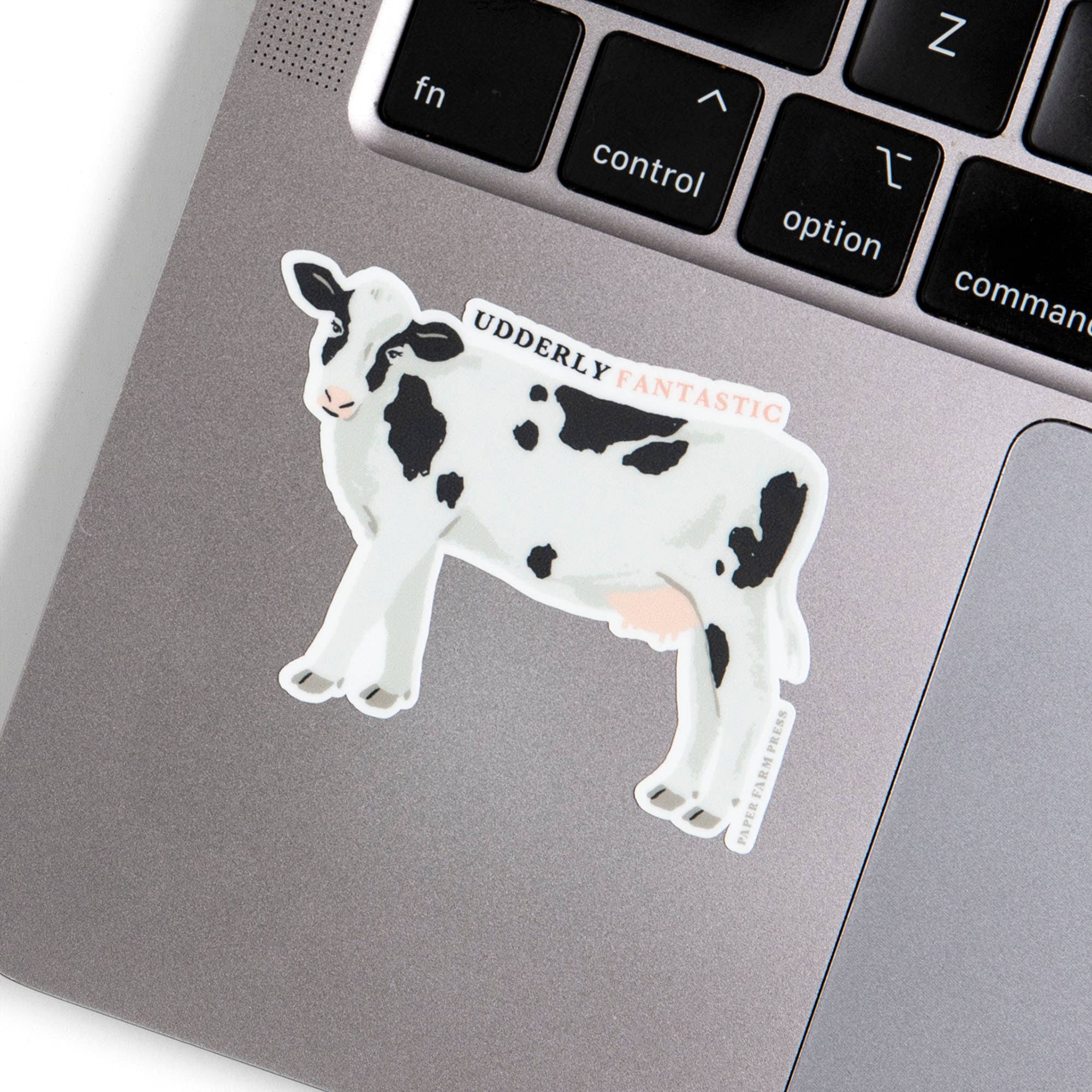 Udderly Fantastic Cow decal sticker applied to surface
