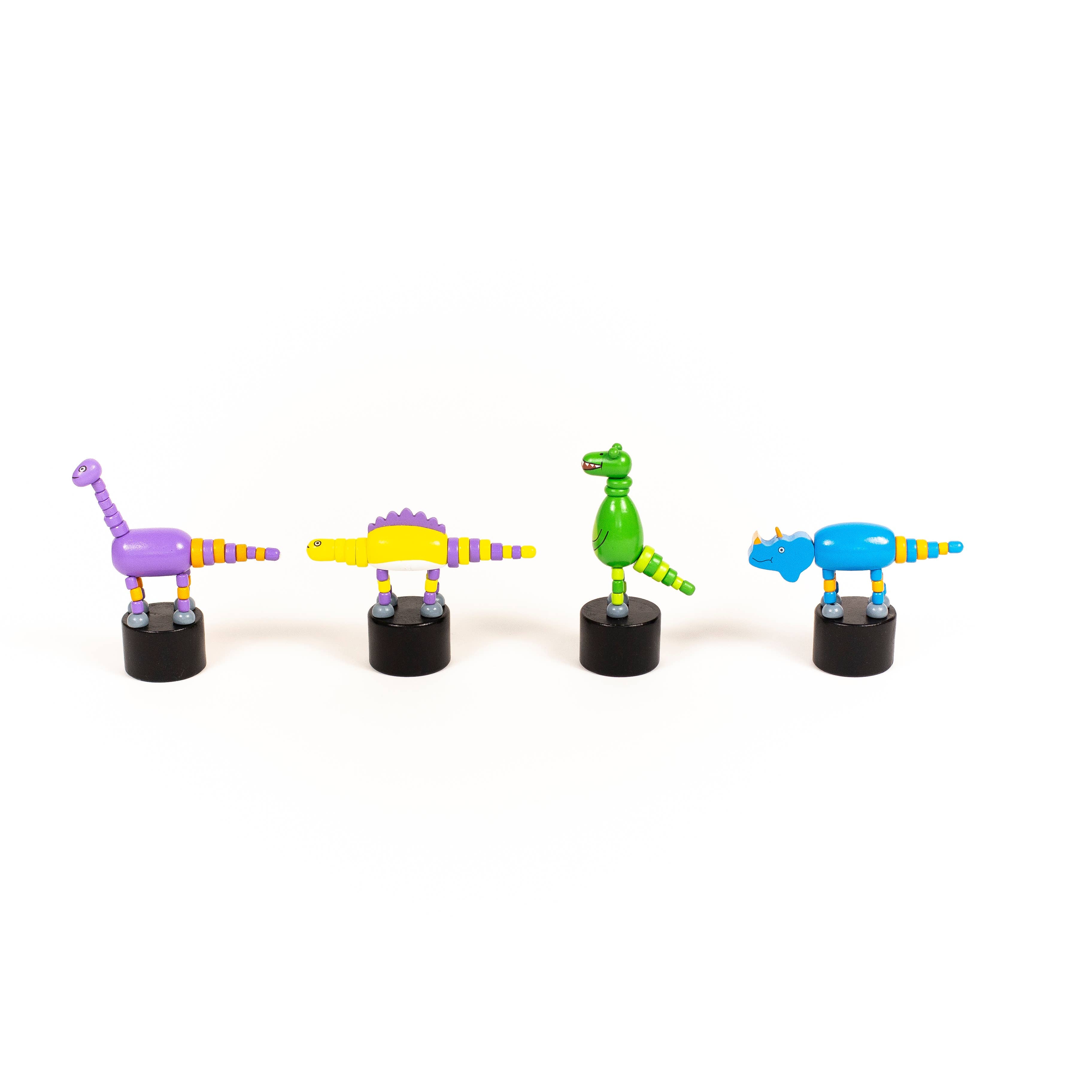 Dinosaur push puppet close-up showing jointed design