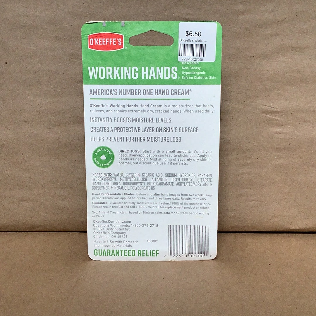 O'Keeffe's Working Hands Cream jar top view