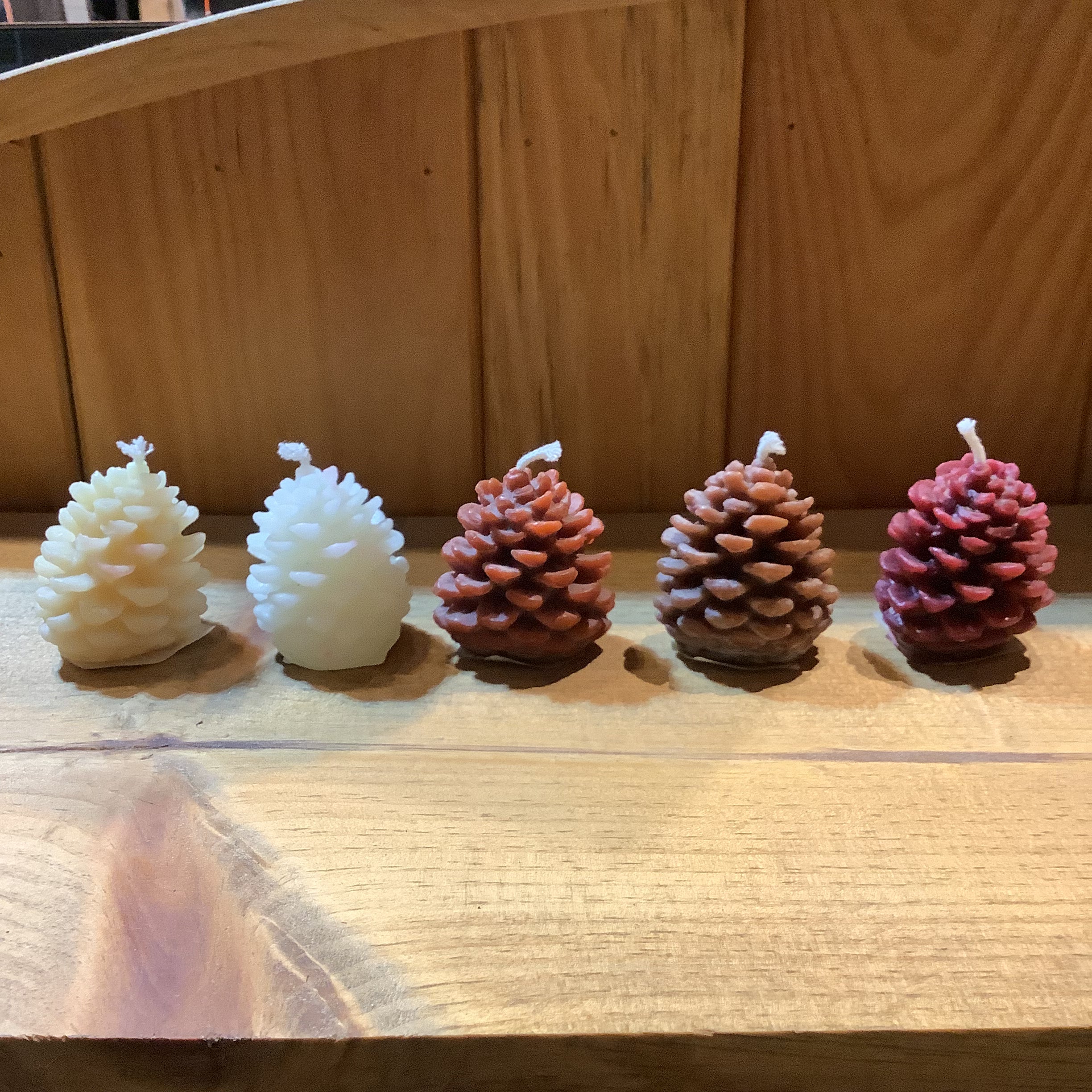 Heritage Candle Shop small pinecone shaped beeswax candle