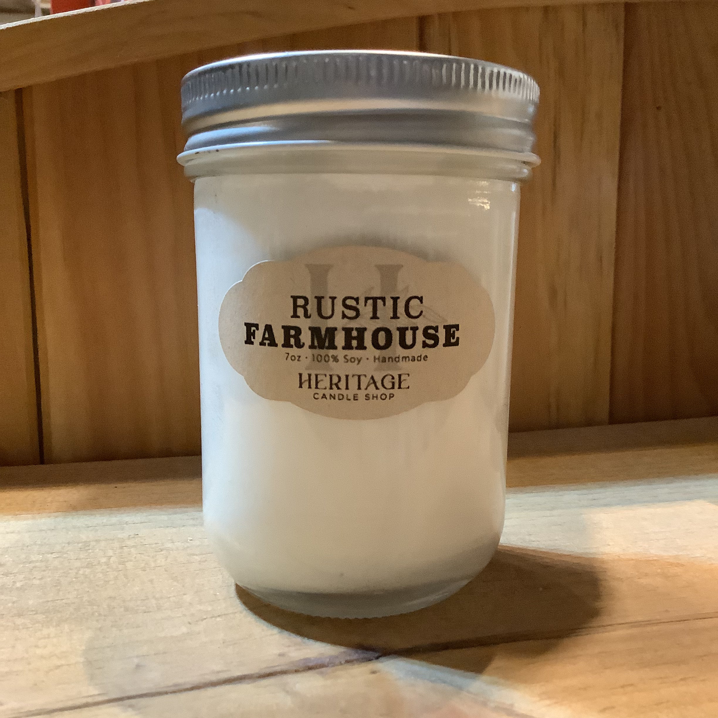 Heritage Candle Shop Rustic Series candle with rustic label
